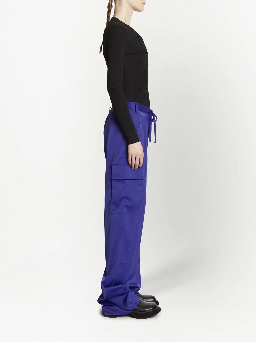 drawstring-fastening cargo trousers - 3