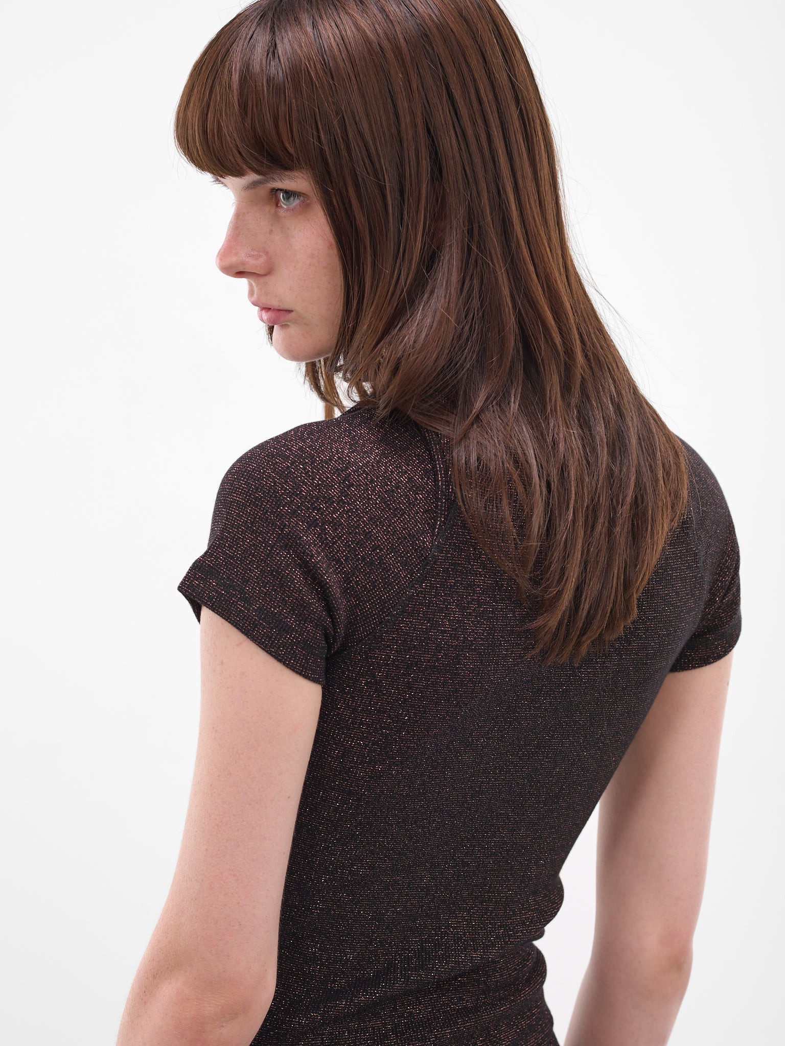 Black Deconstructed Rib Lurex Top - 5