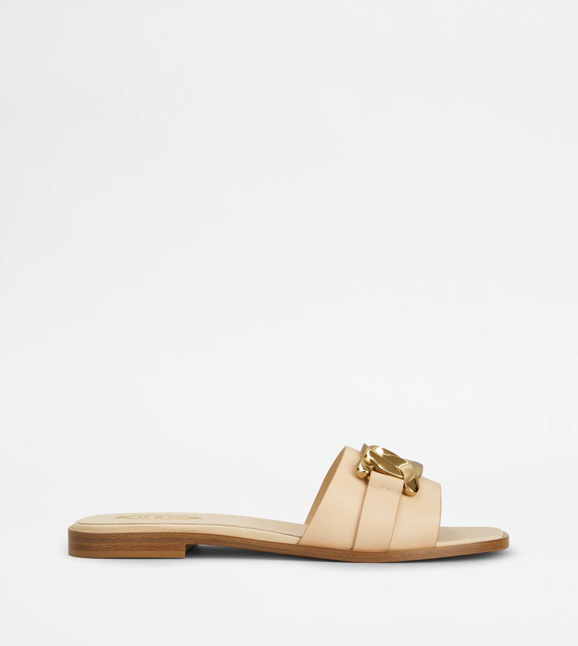 SANDALS IN LEATHER - BEIGE - 1