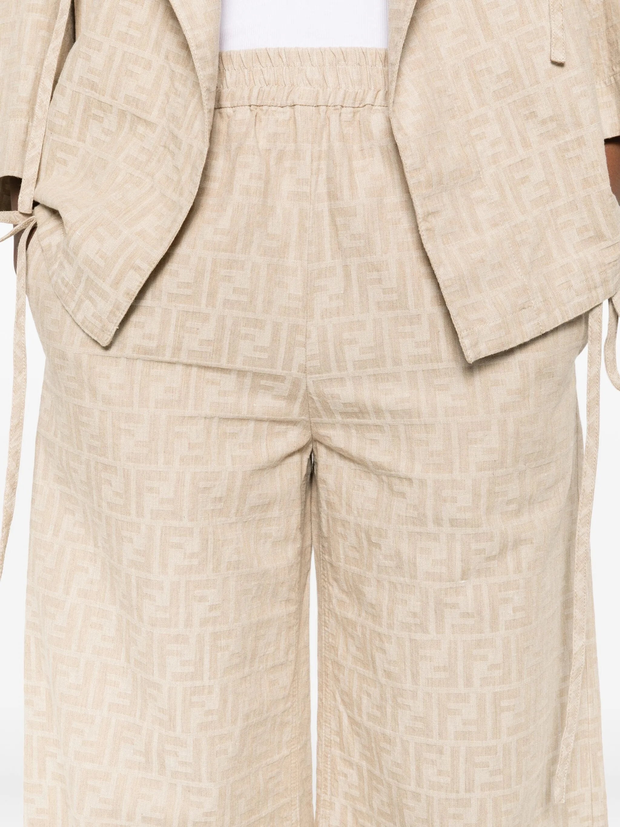 Fendi FF-jacquard Elasticated-waist Trousers - 5
