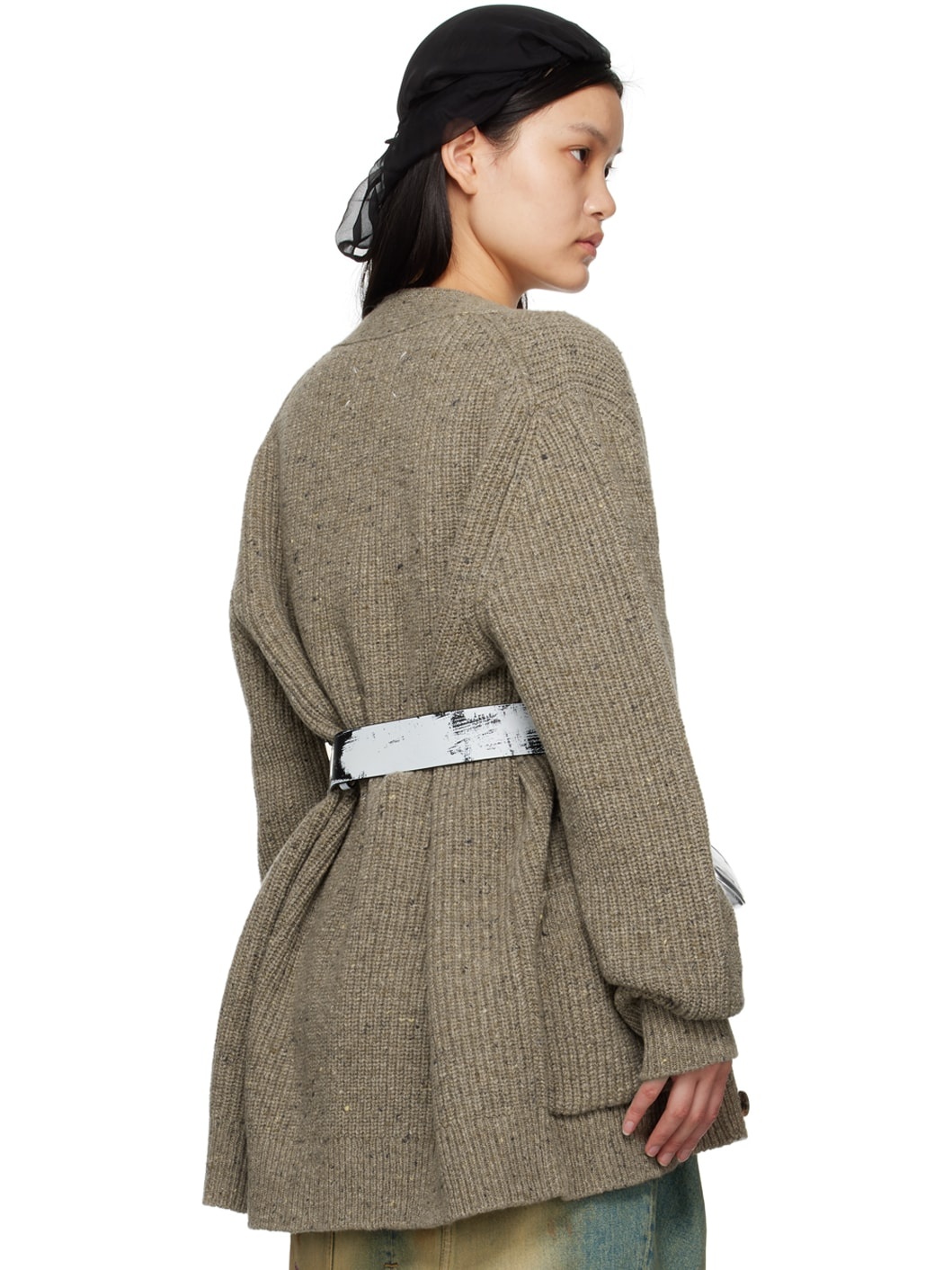Brown Y-Neck Cardigan - 3