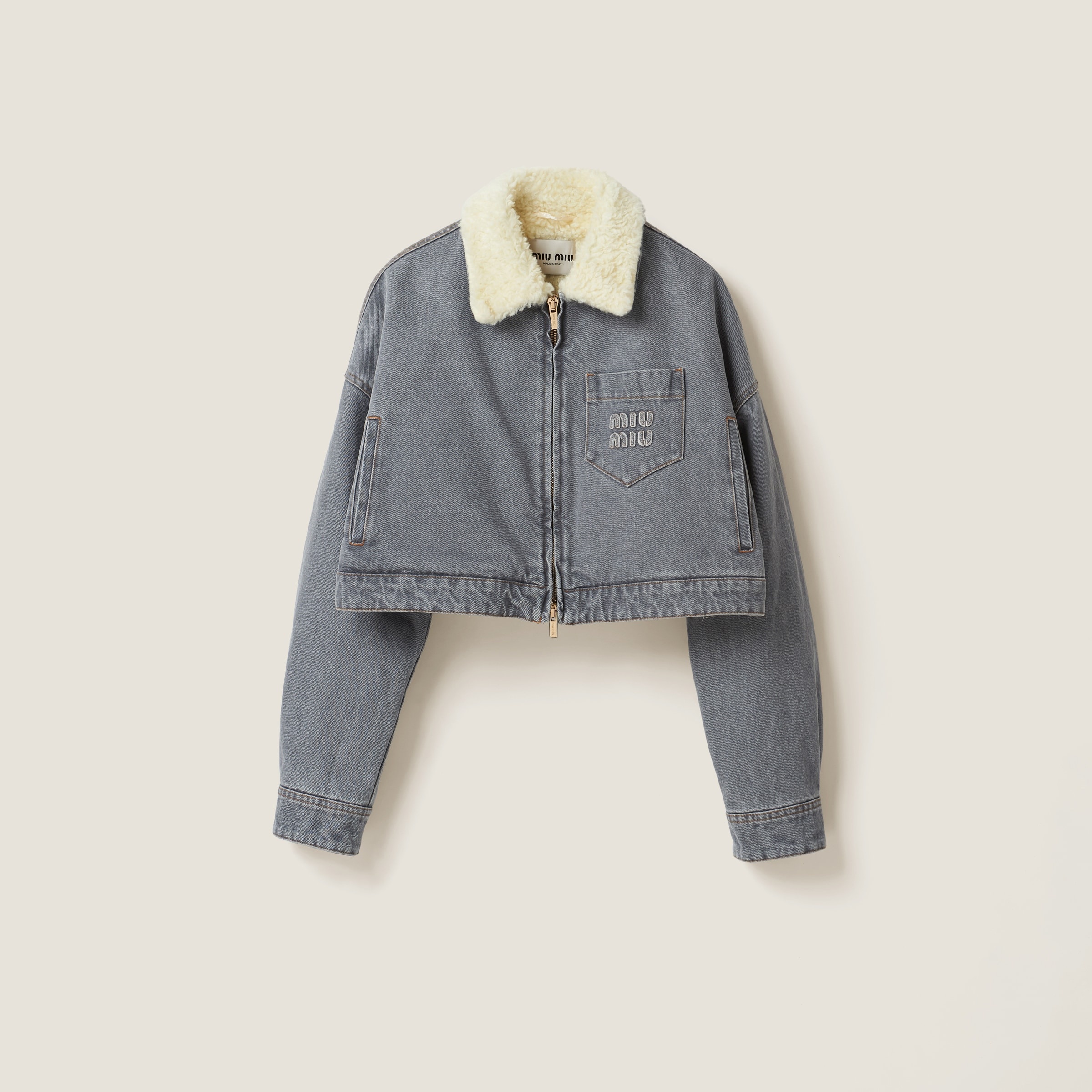 Miu Miu Embroidered denim blouson jacket | REVERSIBLE