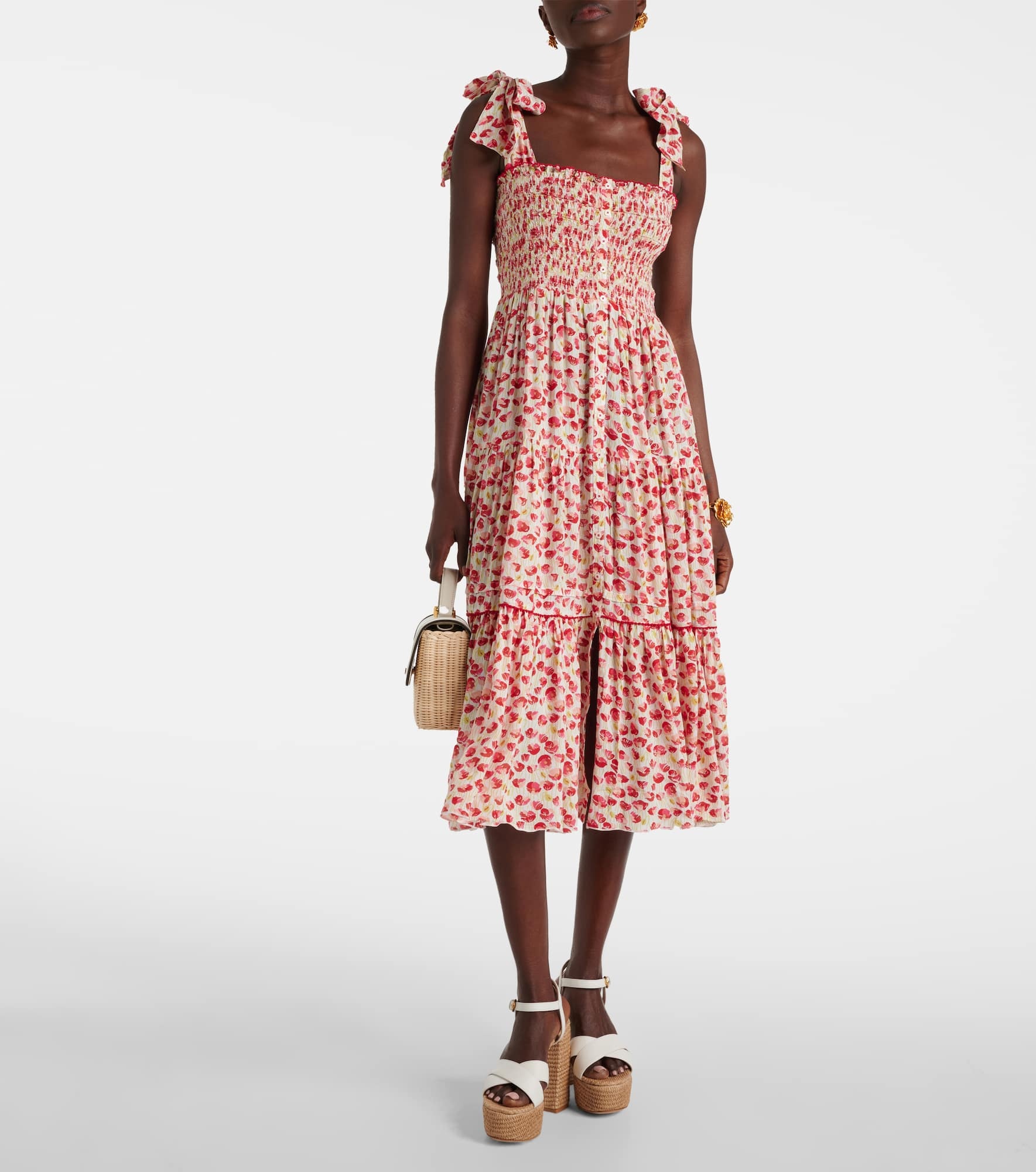 Triny polka-dot shirred midi dress - 2