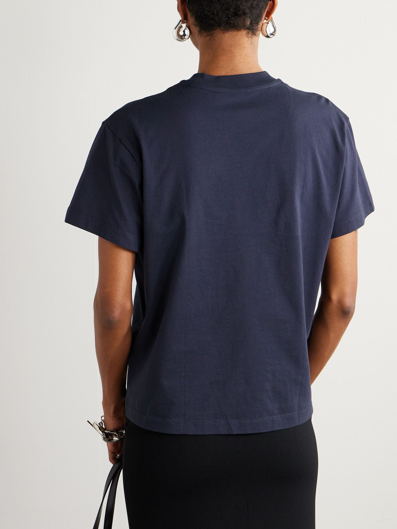 Three-pack appliquéd cotton-jersey T-shirts Navy - 4