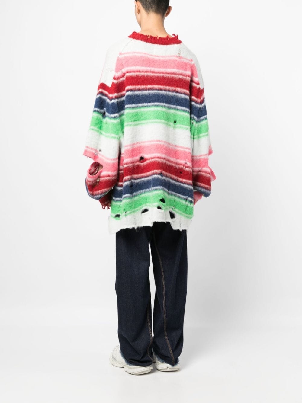 distressed-effect striped sweatshirt - 4