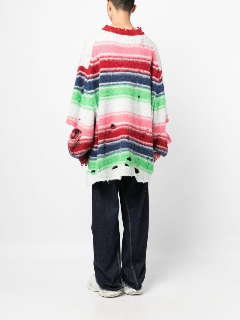 distressed-effect striped sweatshirt 4