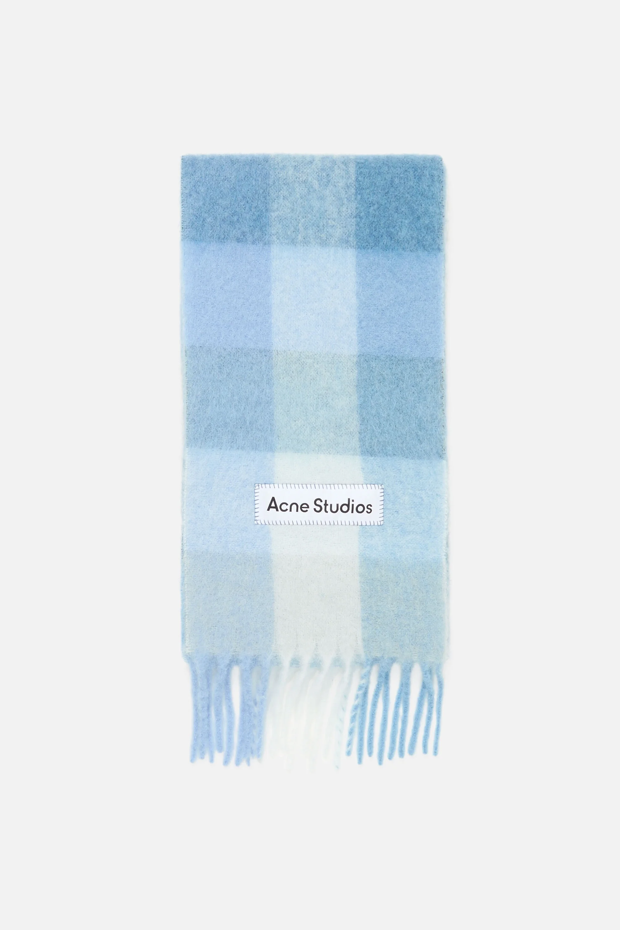 Mohair checked scarf - Light Blue/White/Powder Blue - 1