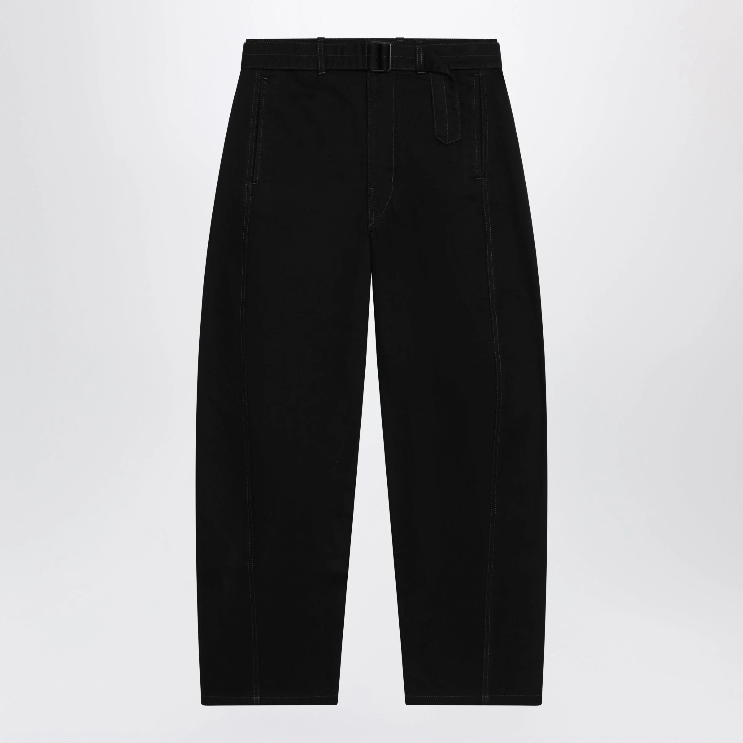 Lemaire Black Cotton Trousers With Belt Women - 1