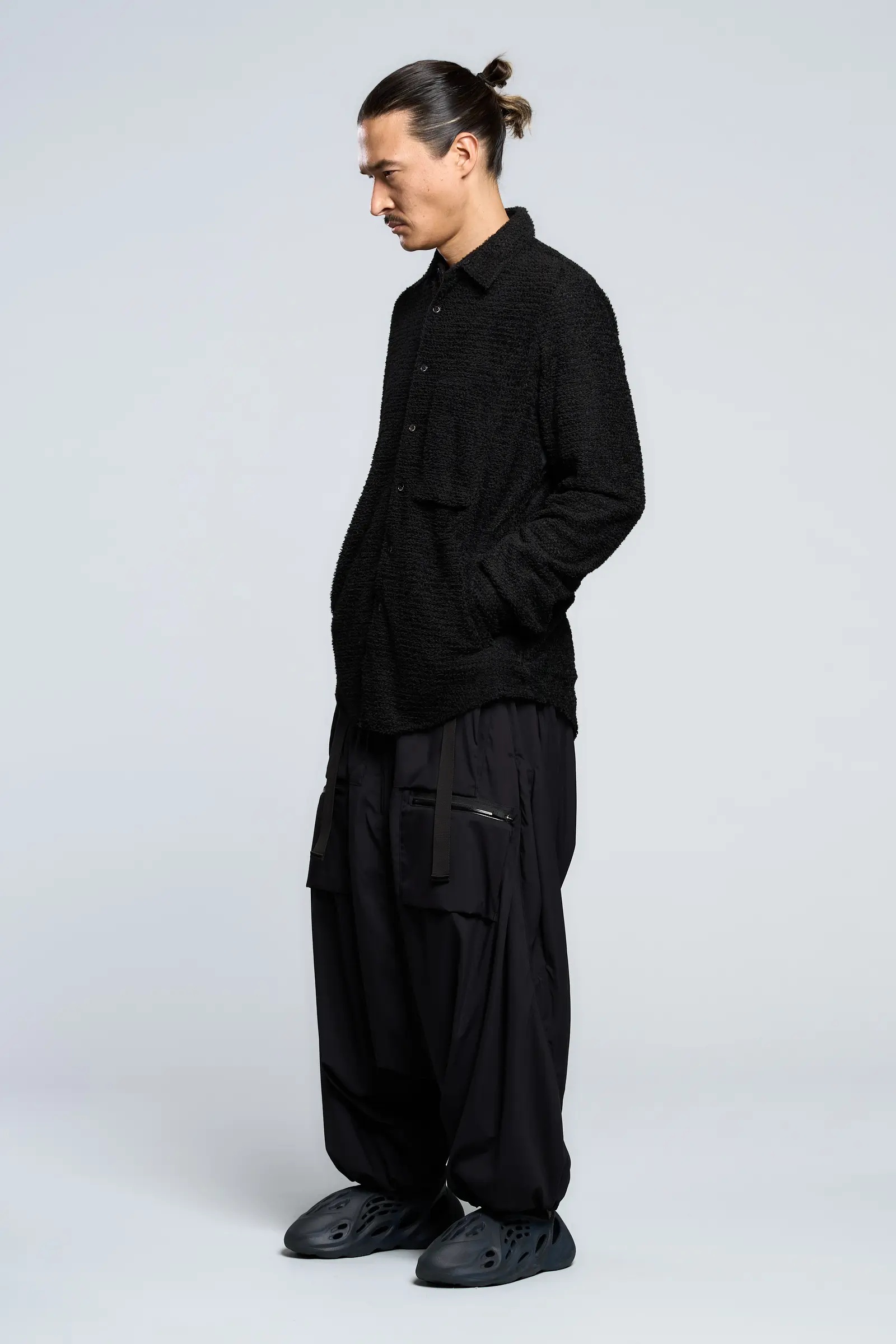LA1-AD Lofted Knit Fiber Long Sleeve Shirt Black - 8