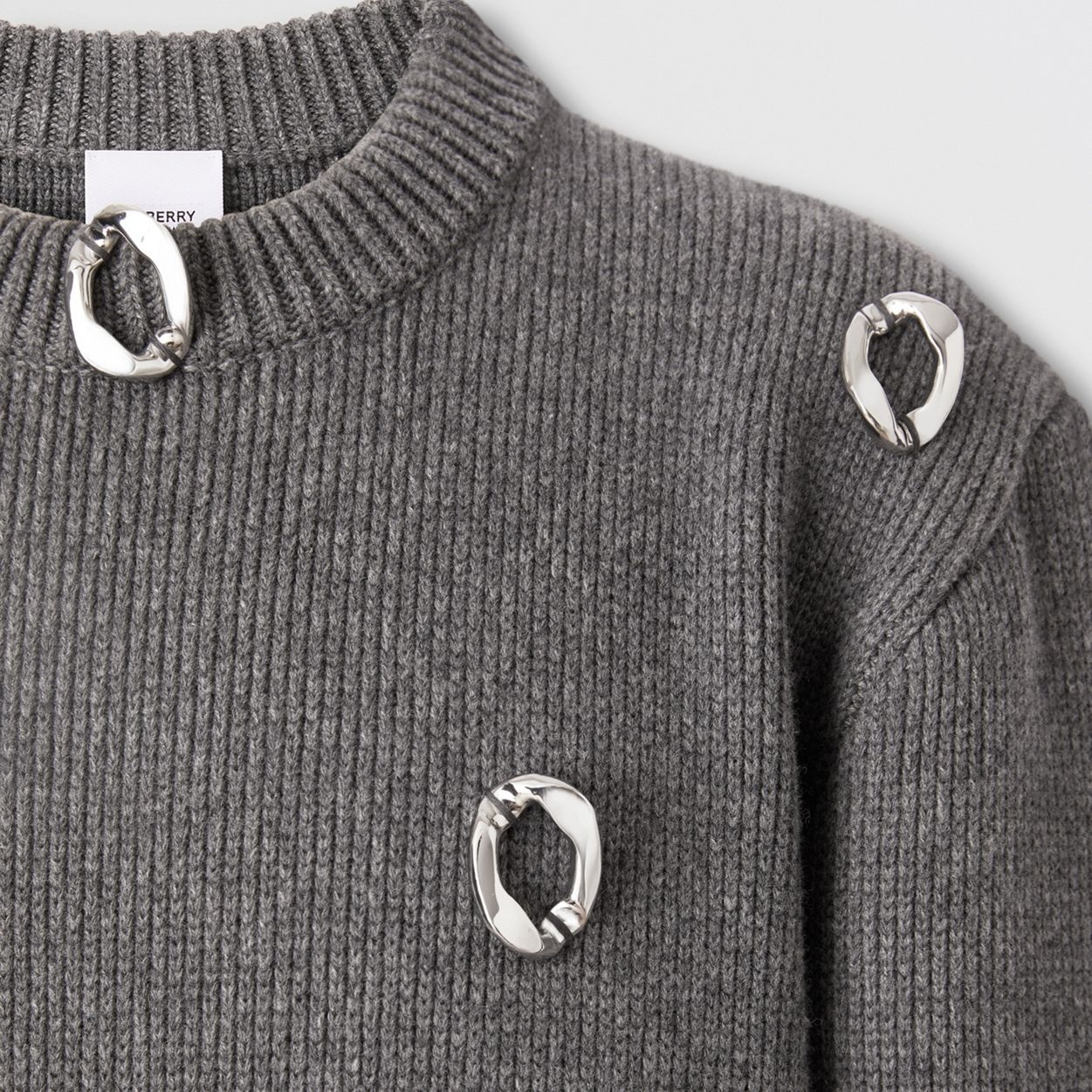 Chain-link Detail Cashmere Wool Sweater - 6