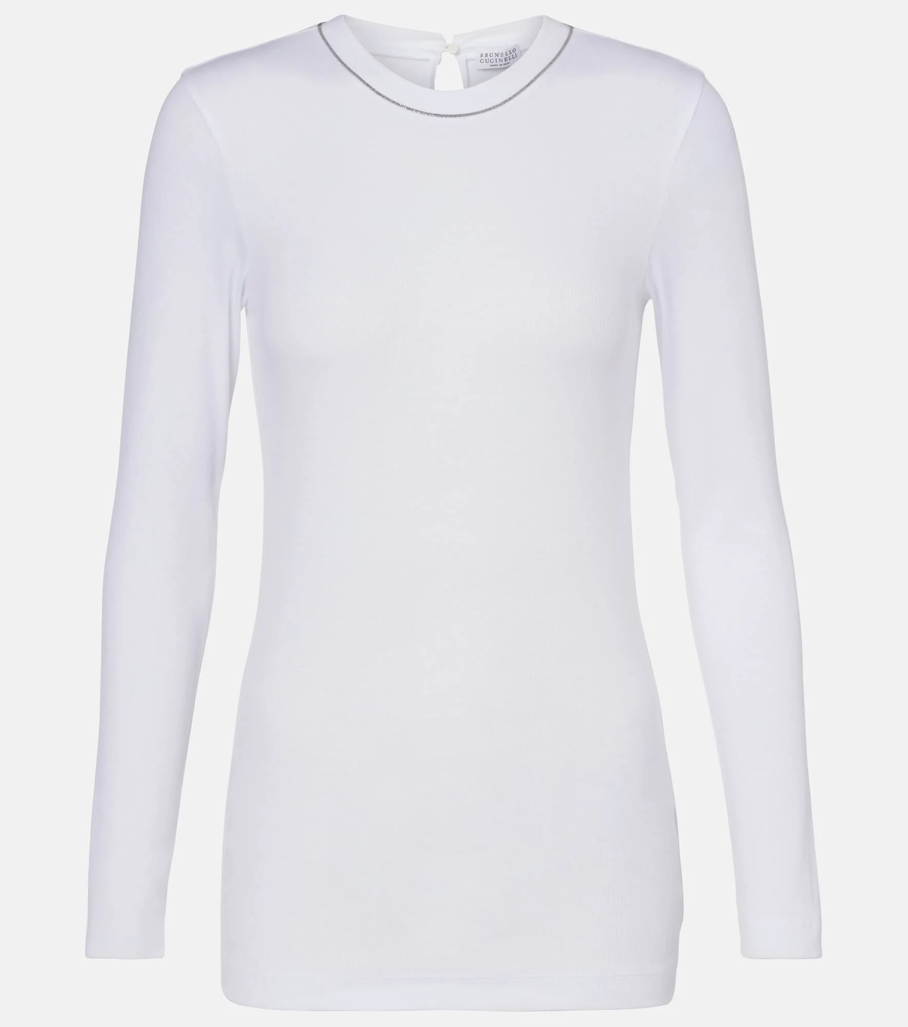 beaded-trim ribbed 티셔츠 - 1