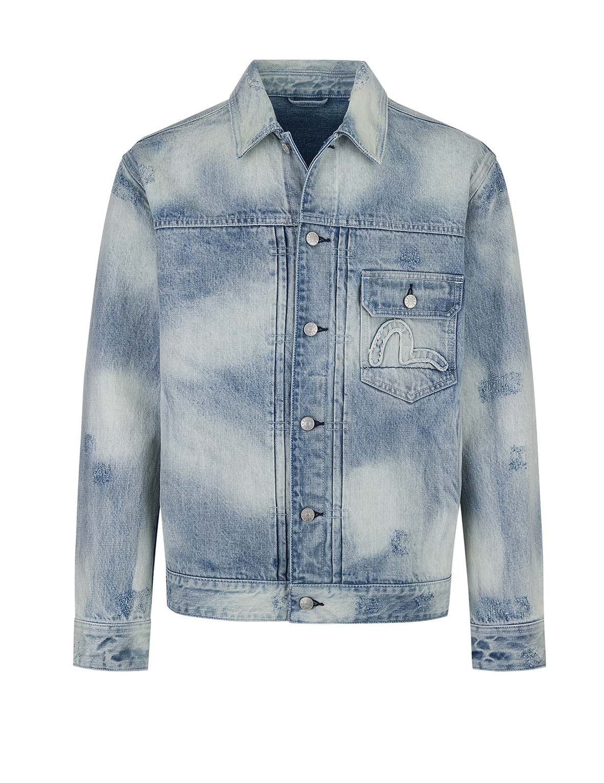 Seagull Appliqué Embroidery Relax Fit Denim Jacket - 10