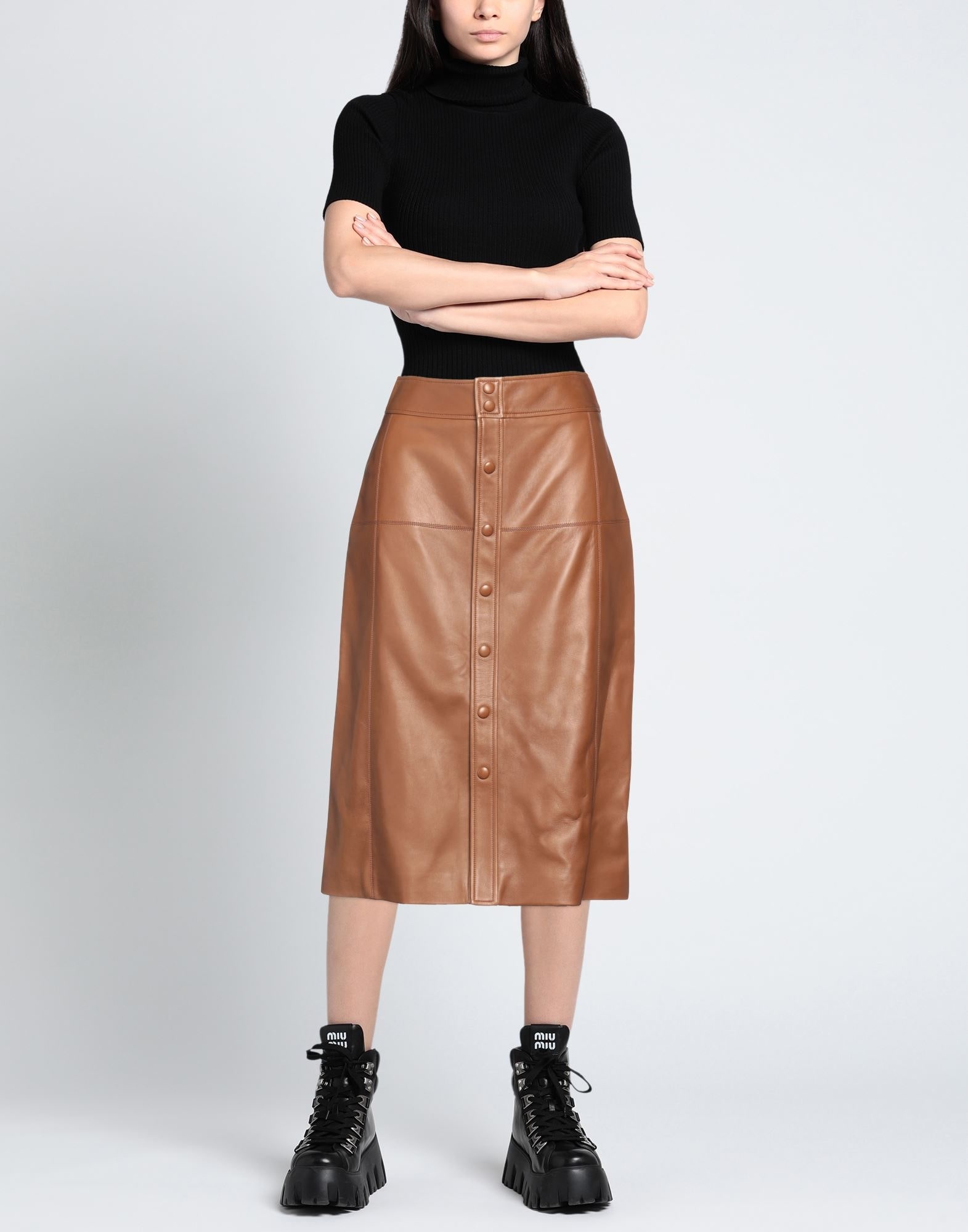 Brown Women's Midi Skirt - 2