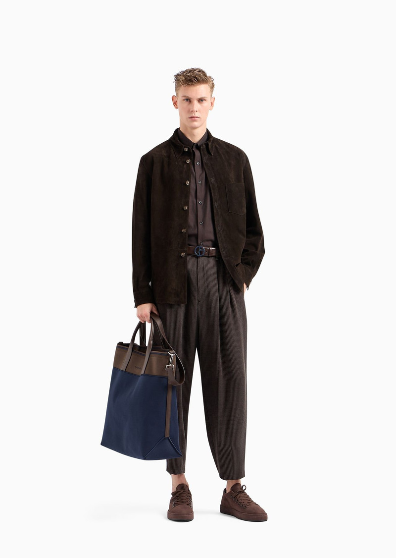 Tricot knit and leather shopper bag 6