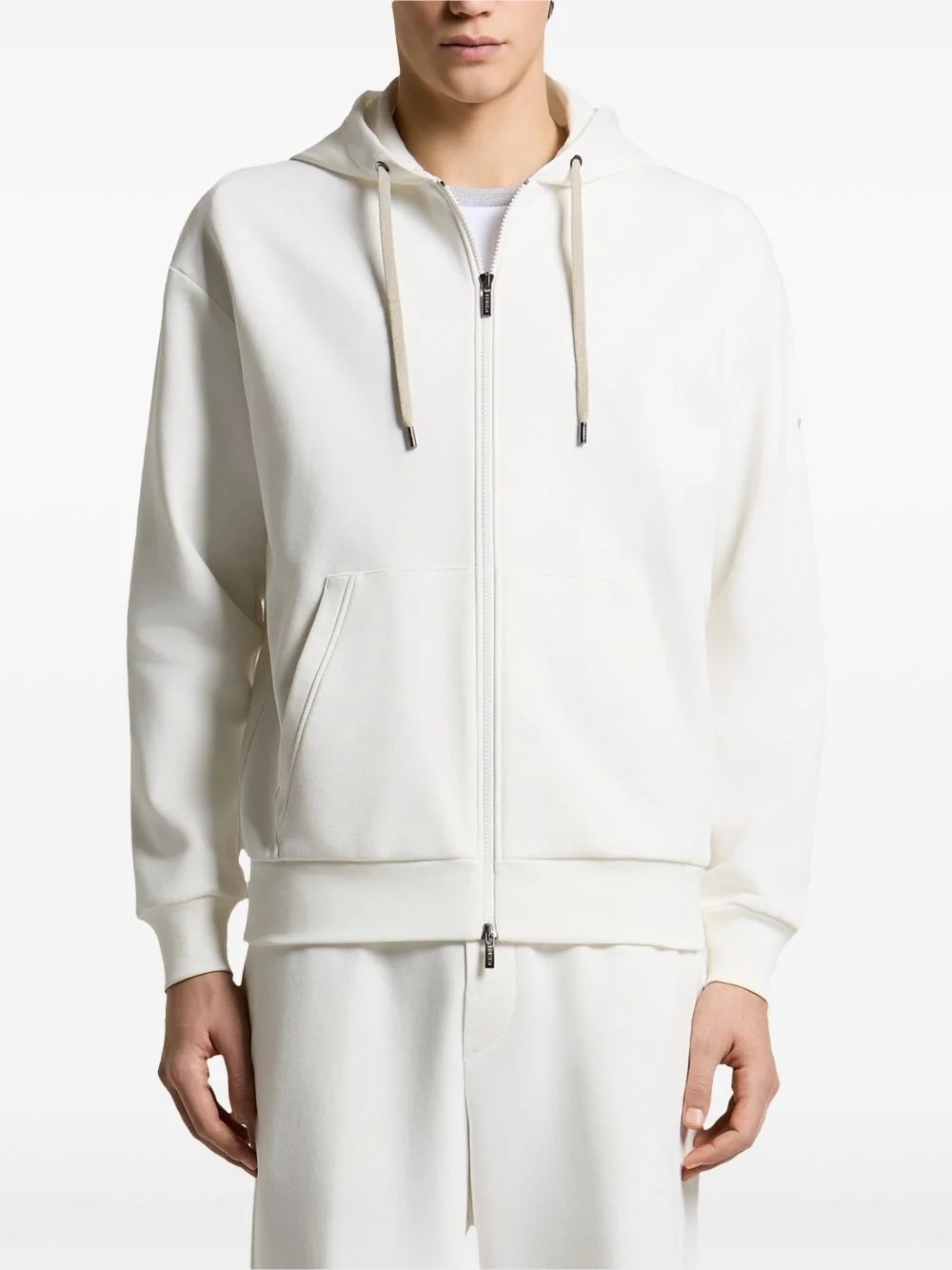 logo-patch zip-up hoodie - 1