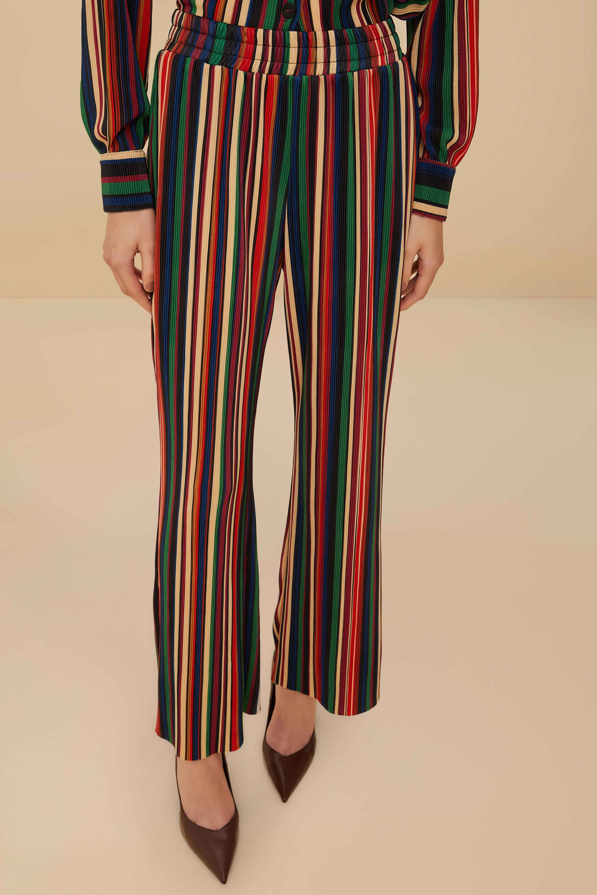 Multicolor Pipa Stripes Pleated Pants - 2