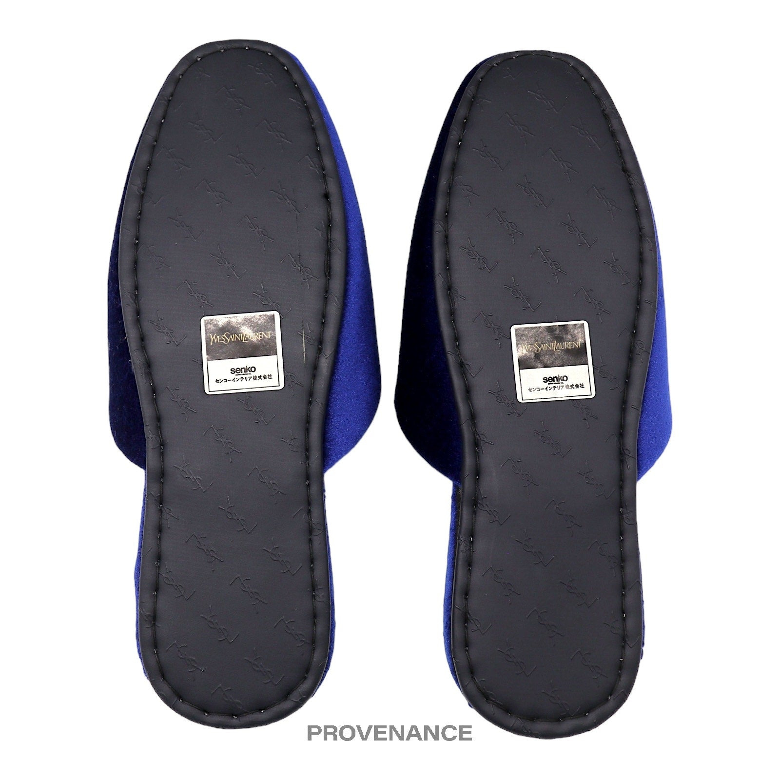 Yves Saint Laurent YSL Logo Slipper - Blue Velour - 6