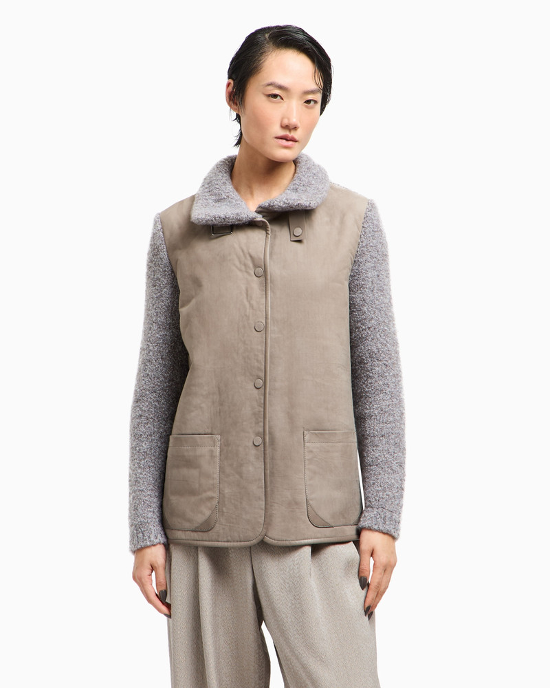 GIORGIO ARMANI JACKET IN CALFSKIN AND CASHMERE AND SILK BOUCLÉ outlook