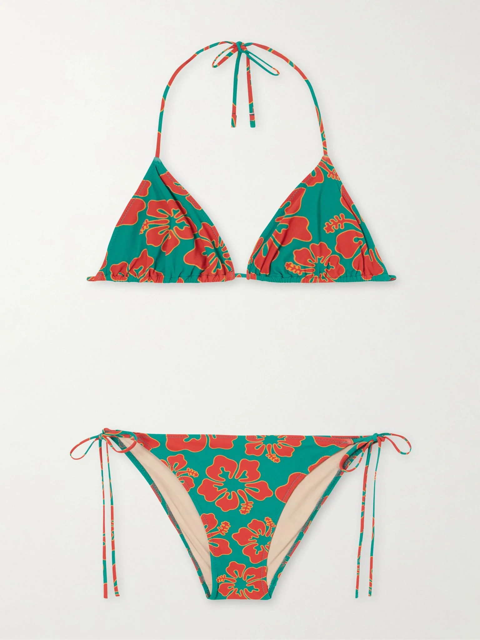 Venti printed triangle halterneck bikini Jade - 1