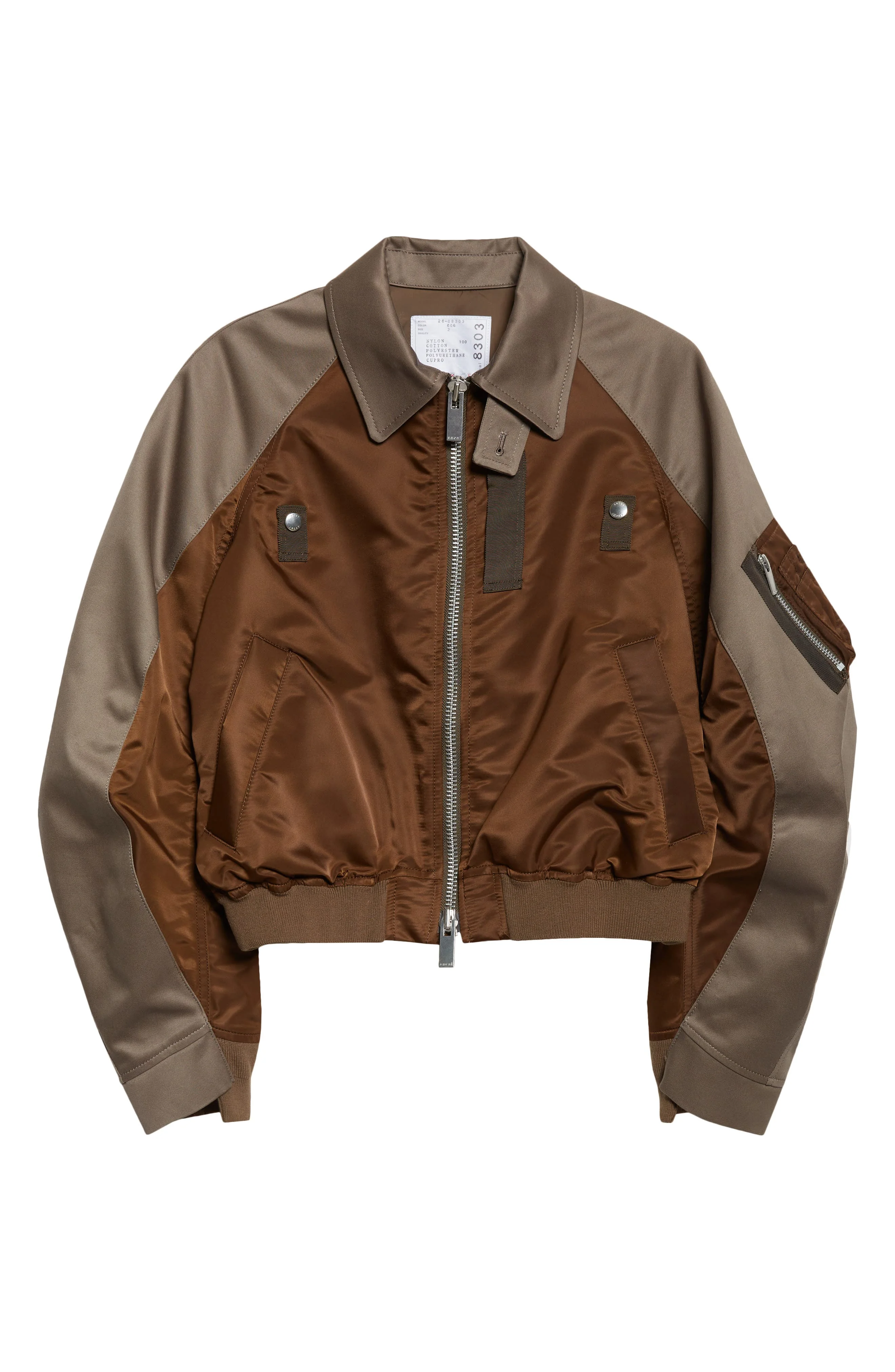 Sacai Cotton Chino x Nylon Twill Jacket in Brown/Gray at Nordstrom - 1
