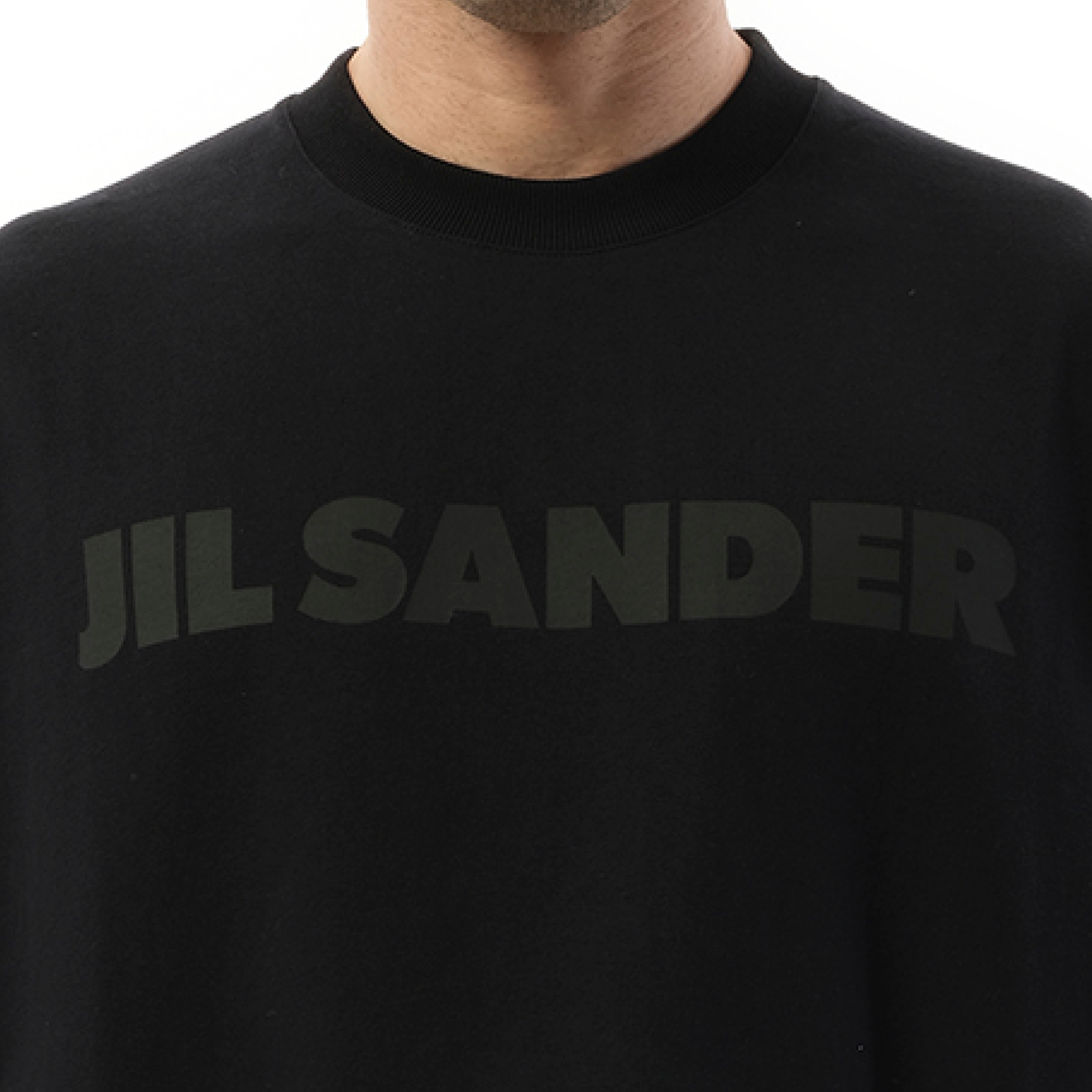 Tonal Jil Sander Logo Long Sleeve T-Shirt in Black - 3