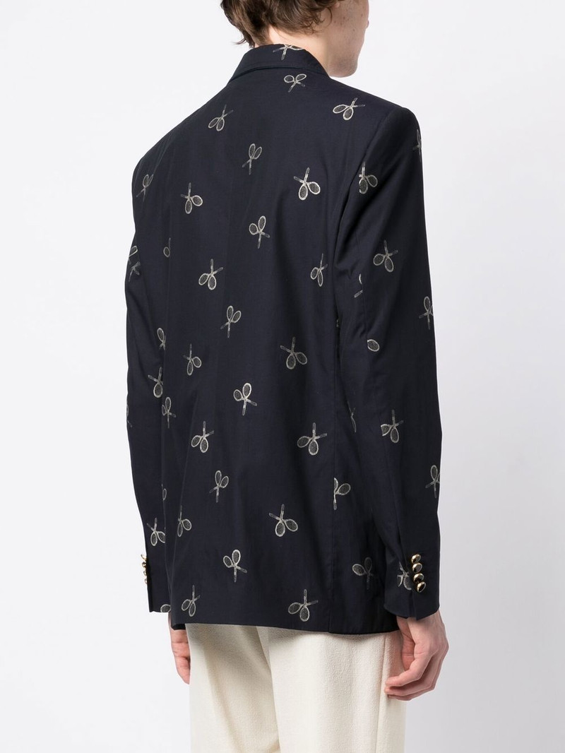racket-print double-breasted blazer 4