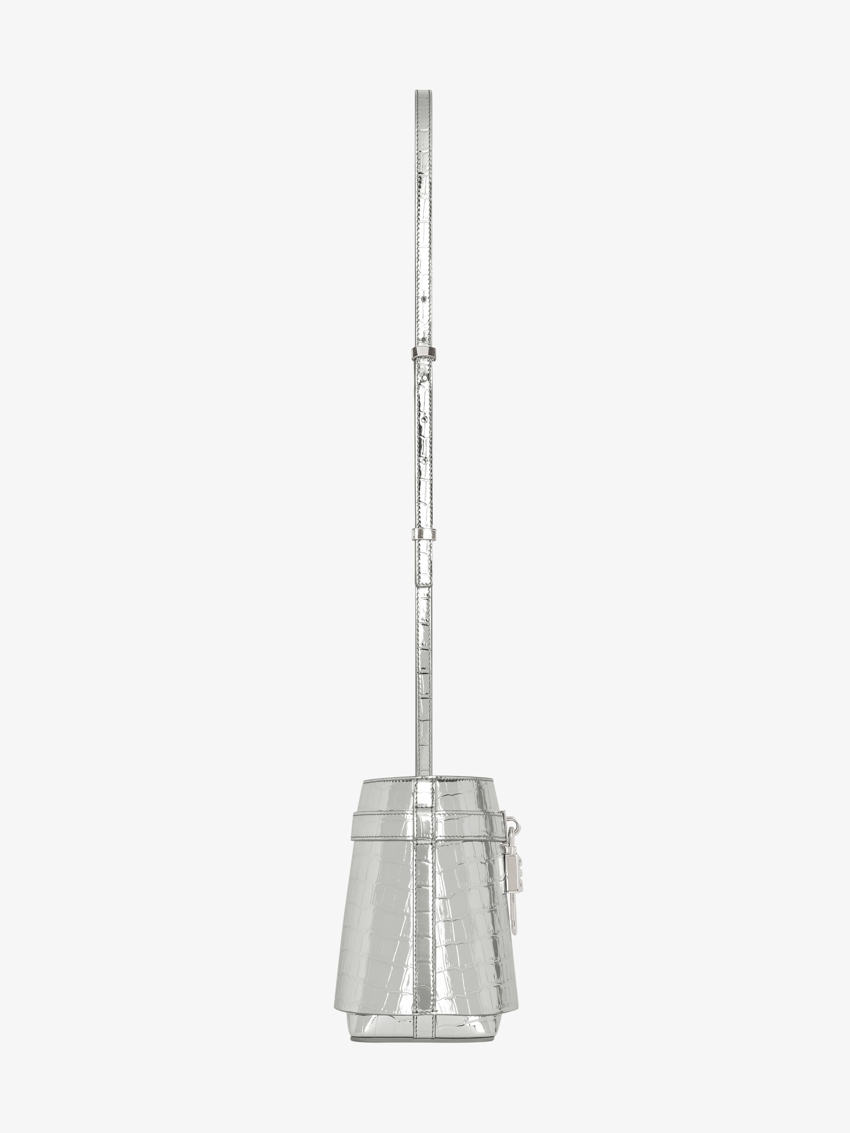 SHARK LOCK BUCKET BAG IN CROCODILE EFFECT LEATHER - 4