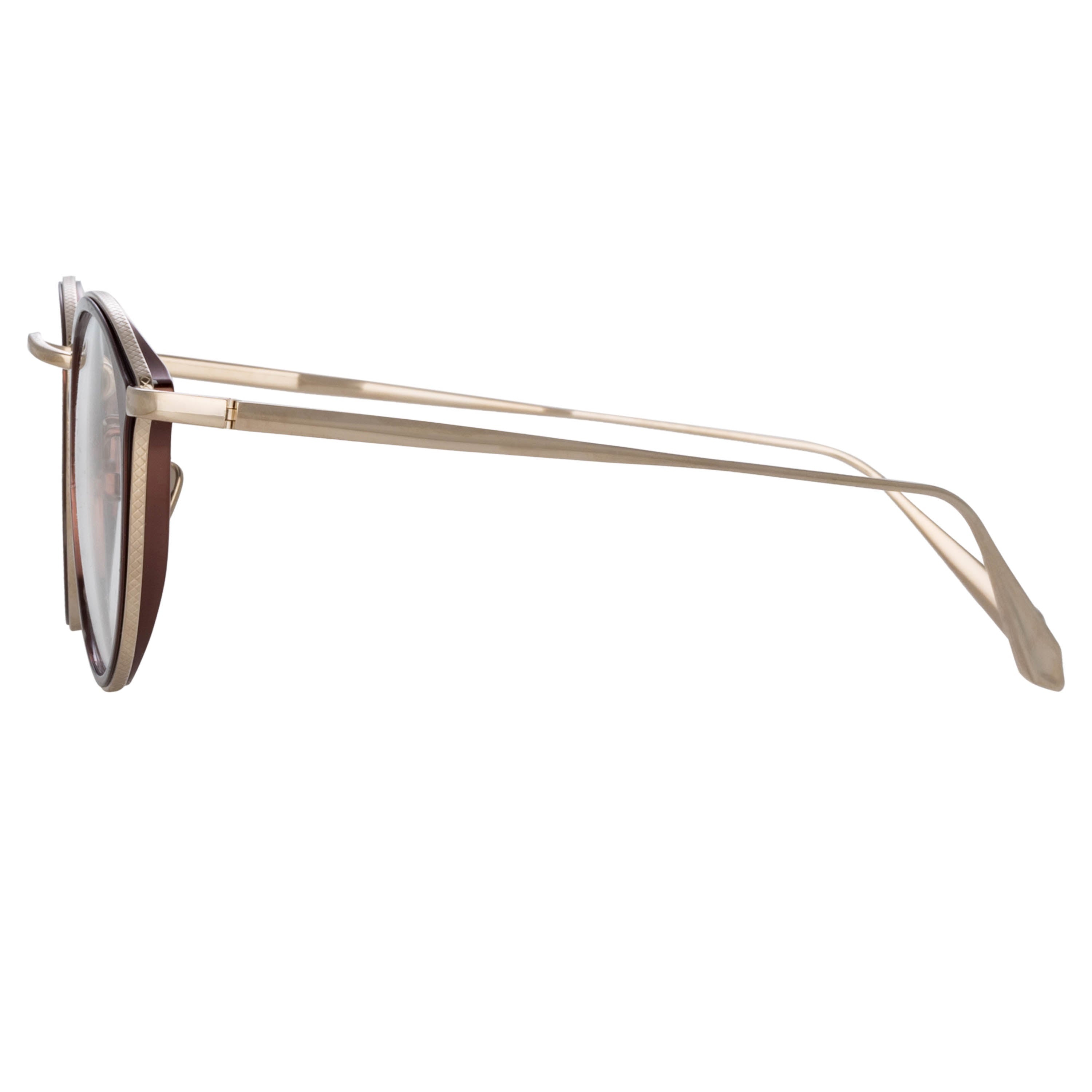 LUIS OVAL OPTICAL FRAME IN LIGHT GOLD AND BROWN - 3
