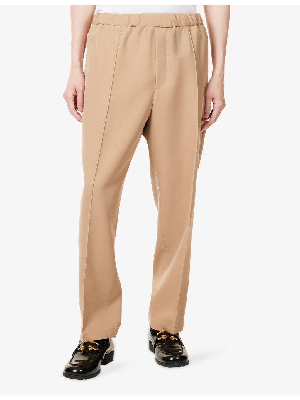 Drawstring Wide Tapered-Leg Wool Gabardine Trousers - 3