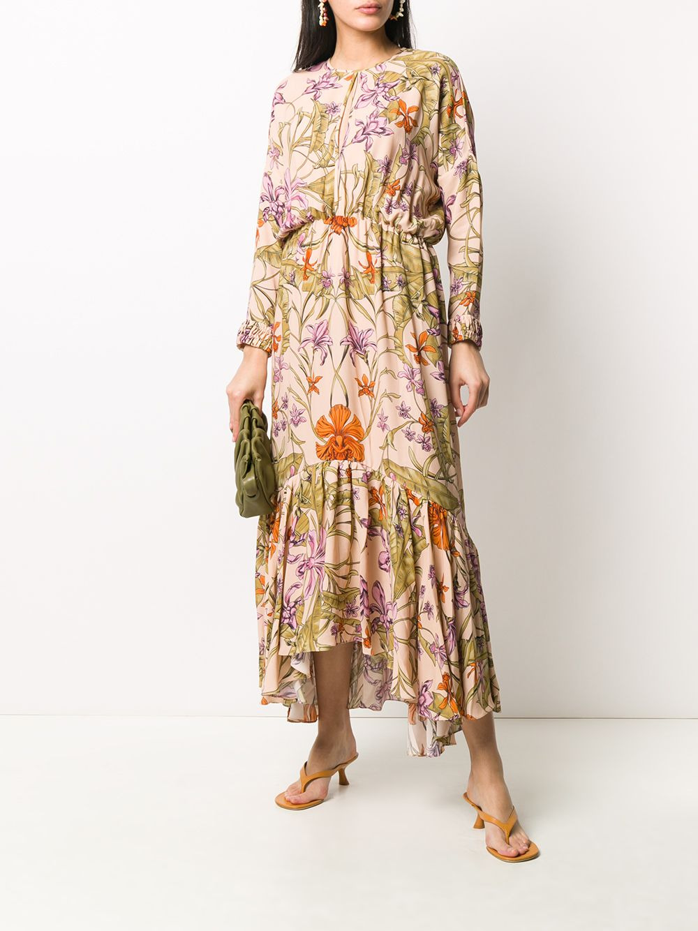 floral-print pleated hem dress - 2