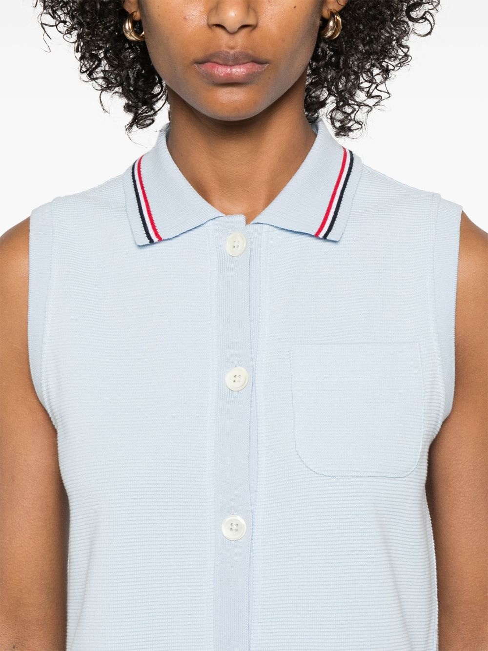 cotton sleeveless polo top - 5