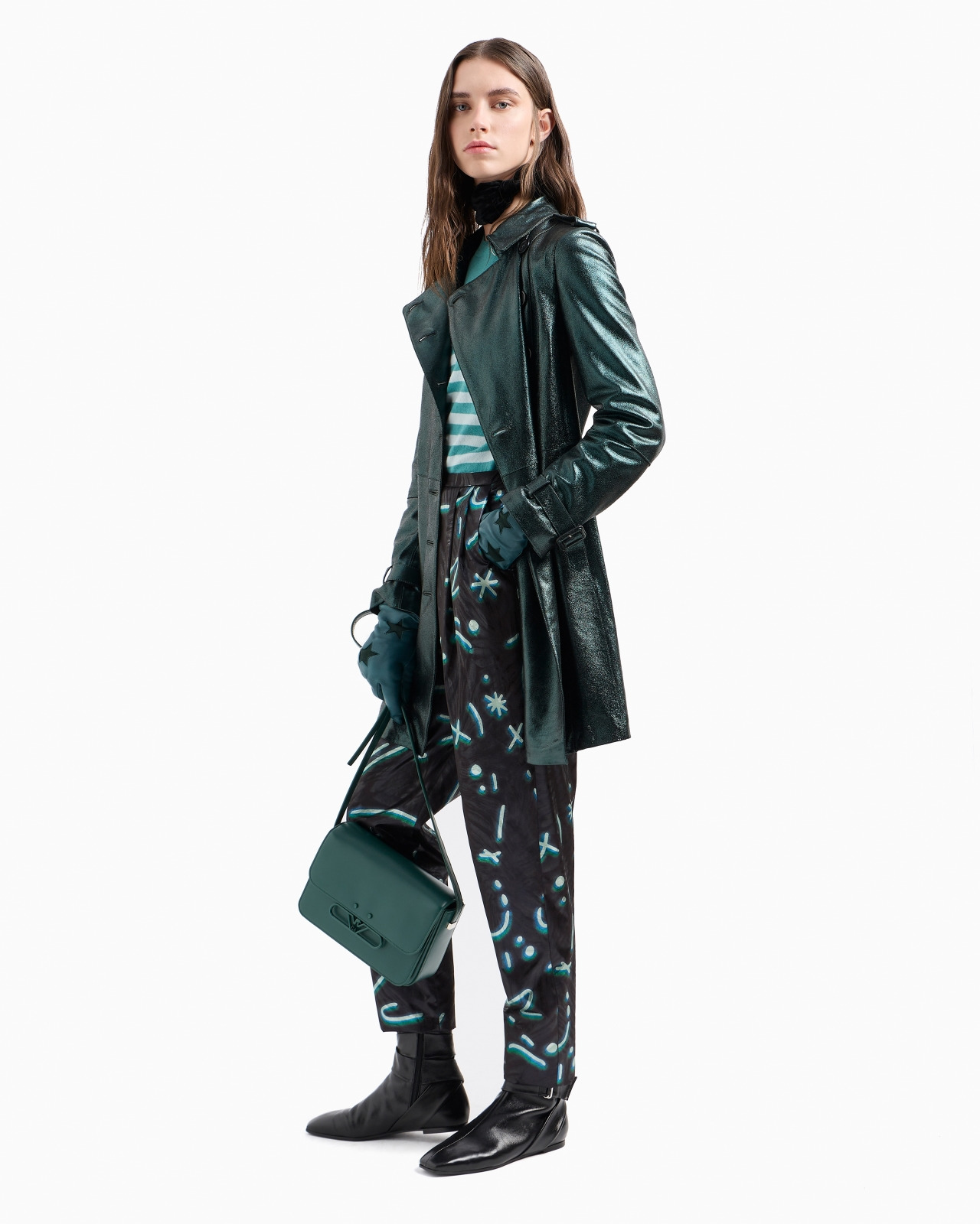 Lurex trousers with pleats with all-over Starry Sky print - 4
