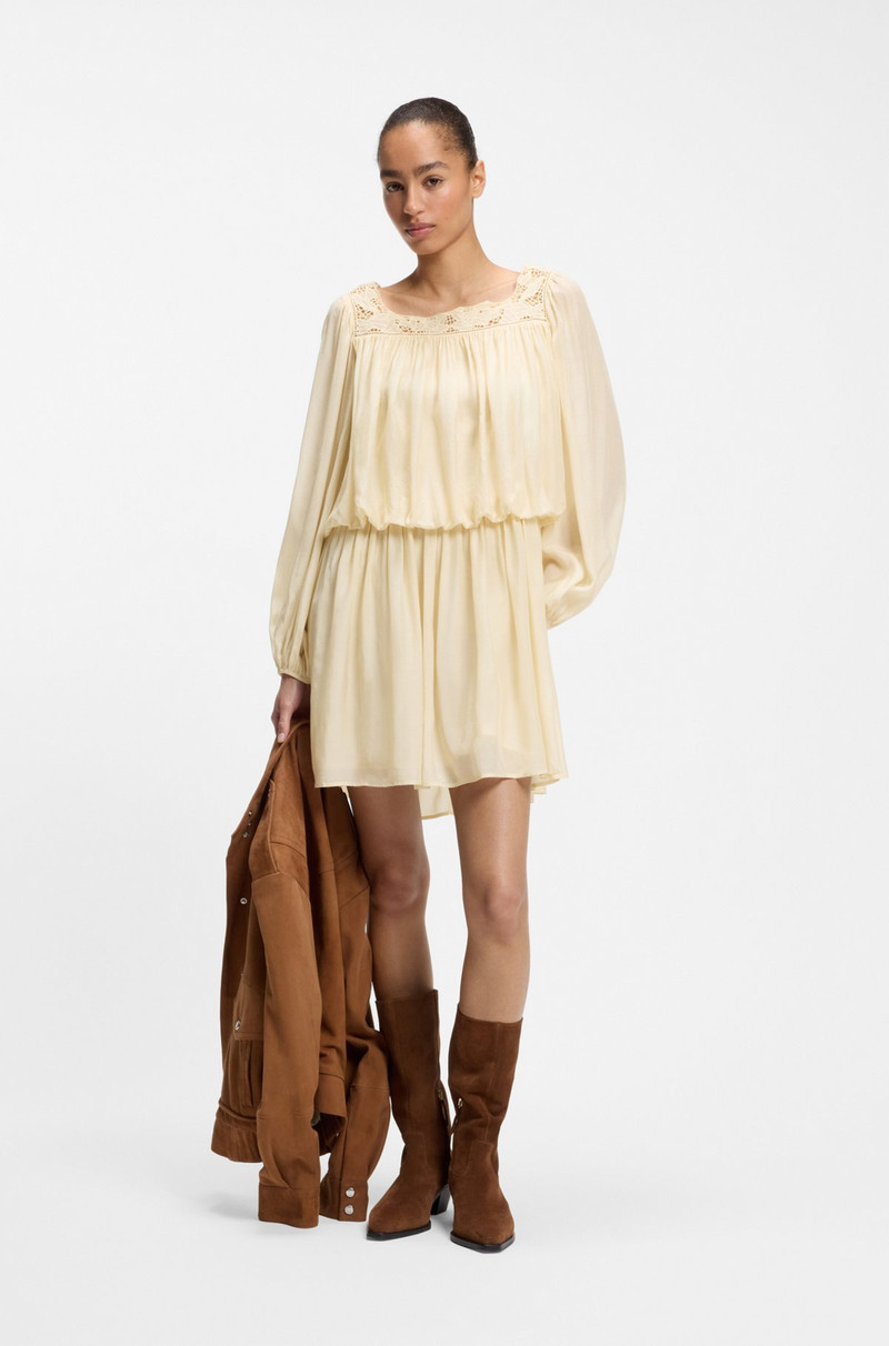BOSS RELAXED-FIT MUSLIN DRESS WITH EMBROIDERED NECKLINE outlook