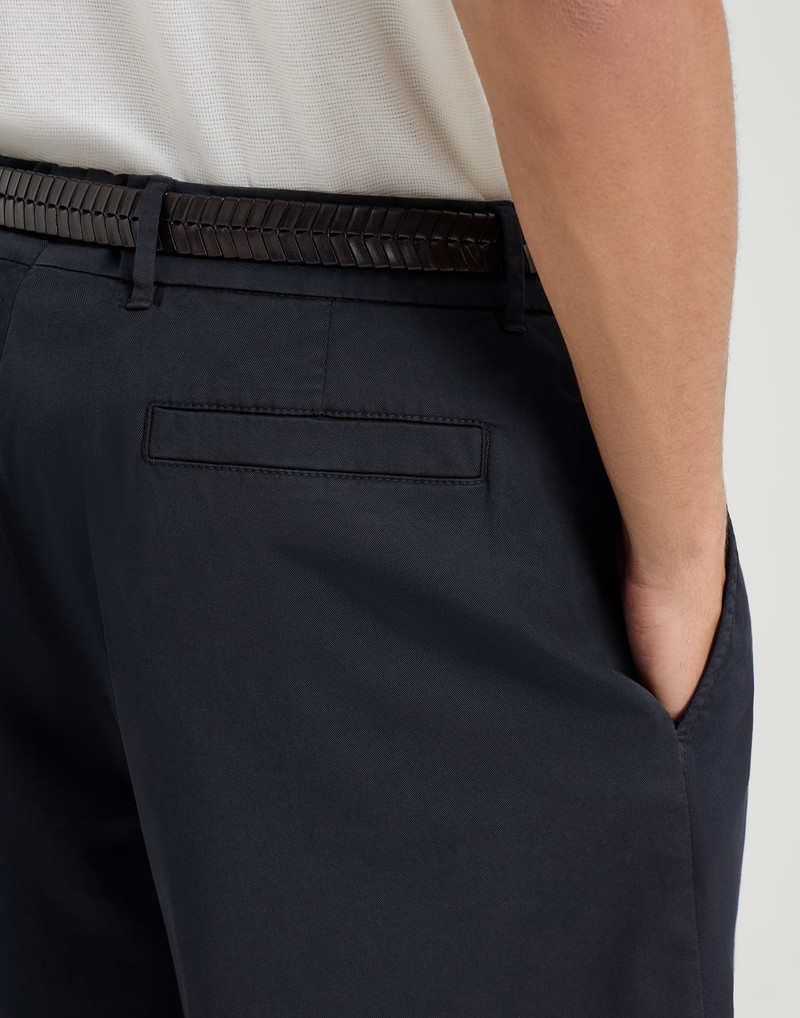 Garment-dyed Bermuda shorts in American Pima cotton comfort gabardine 4