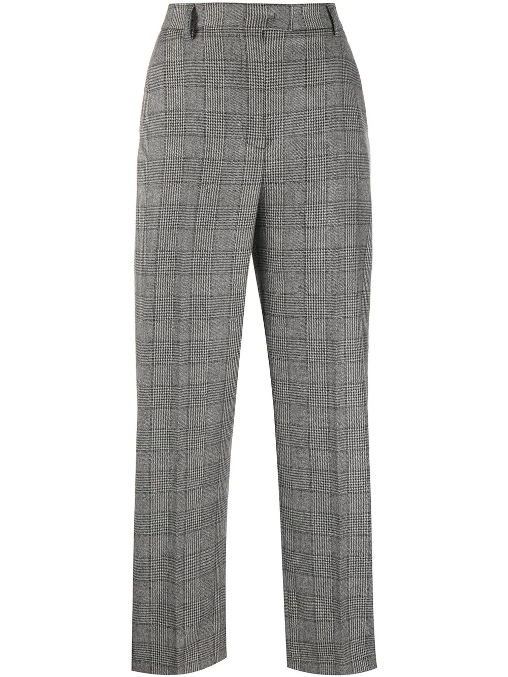 straight leg check pattern trousers - 1