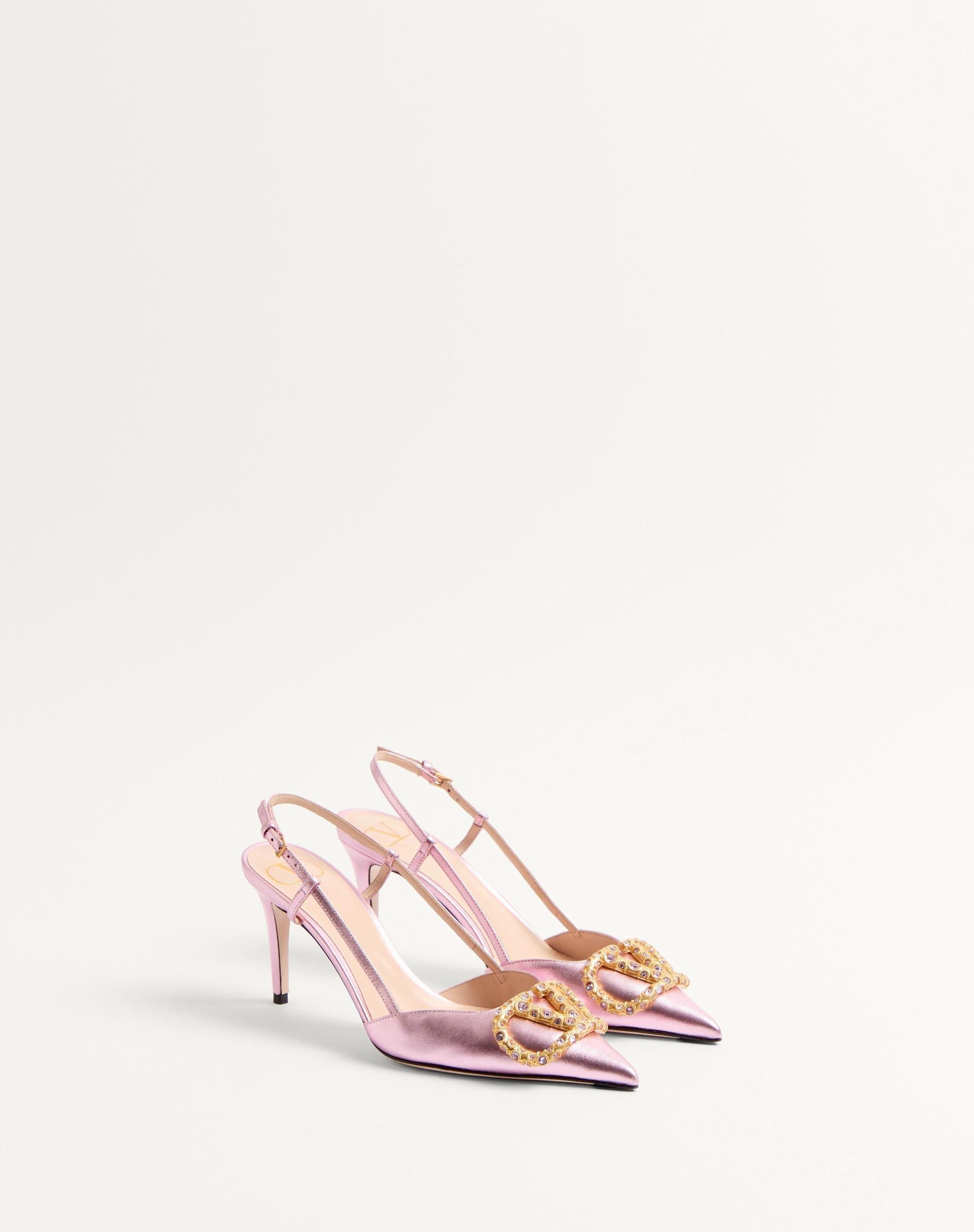 VLOGO SIGNATURE SLINGBACK PUMP IN LAMINATED NAPPA LEATHER 80MM - 3