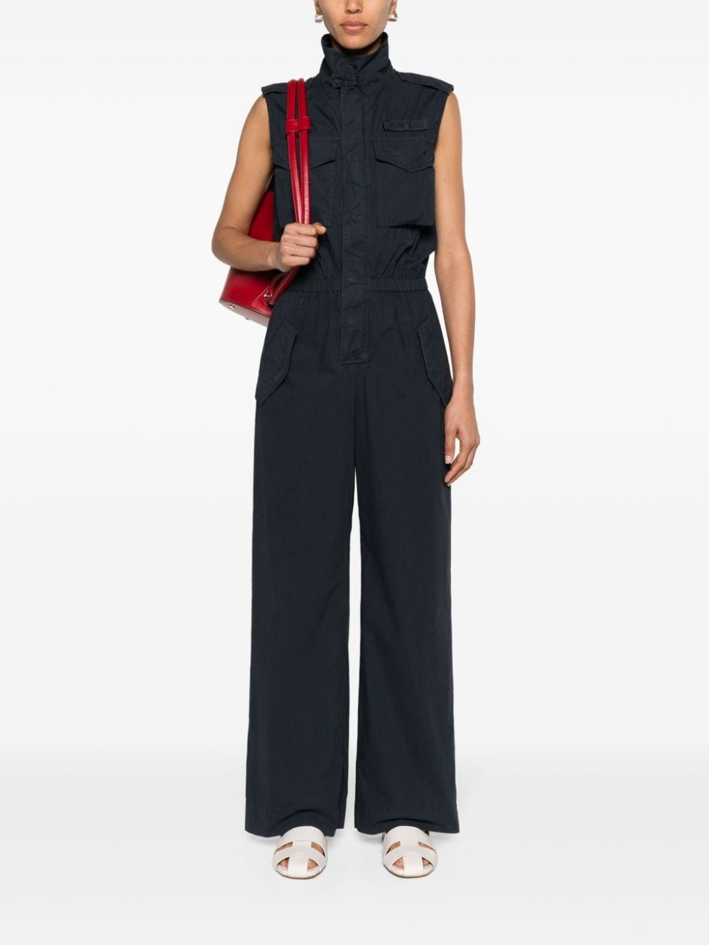 spread-collar cotton jumpsuit - 2