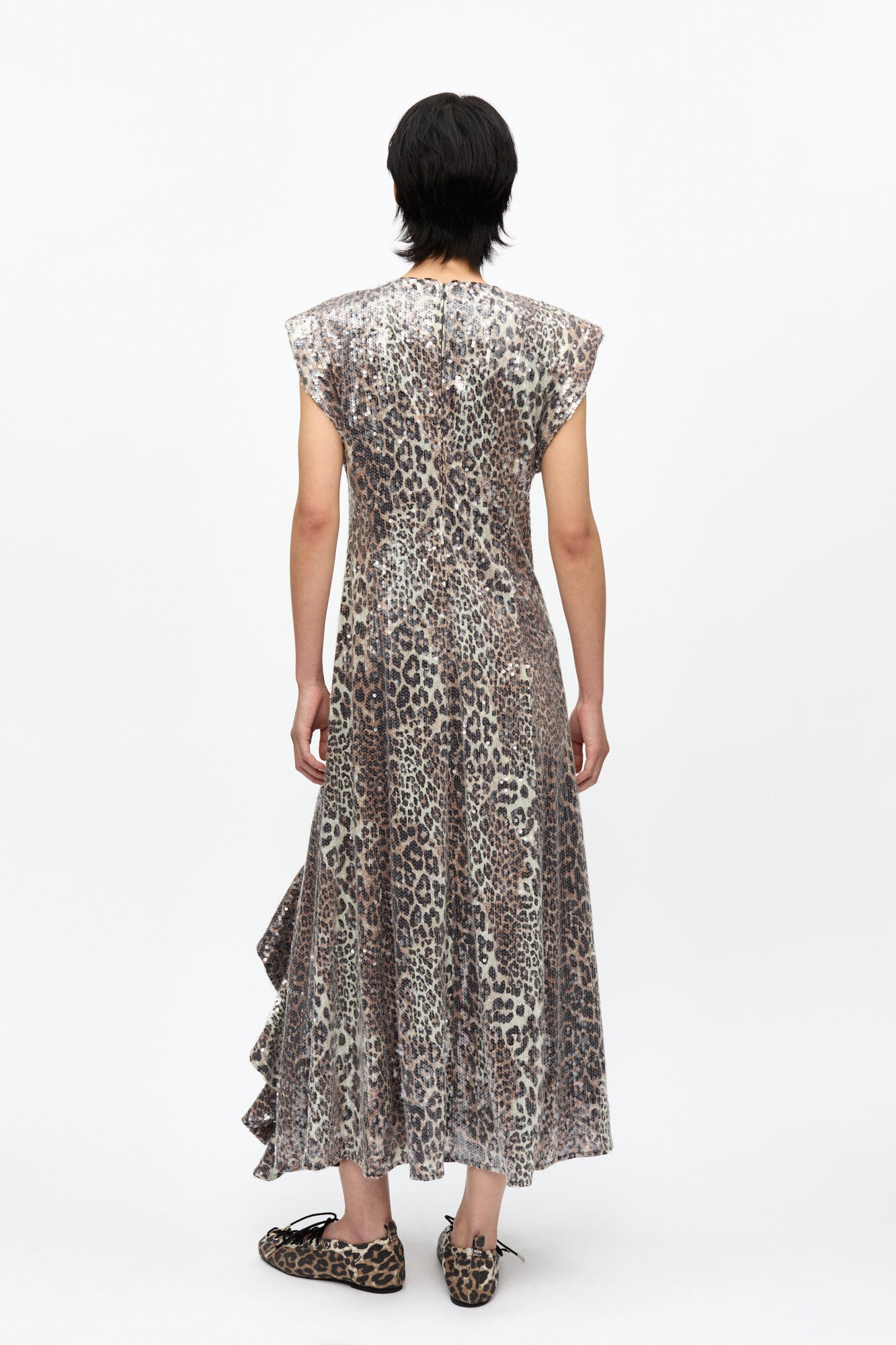LEOPARD STRETCH SEQUINS LONG DRESS - 3