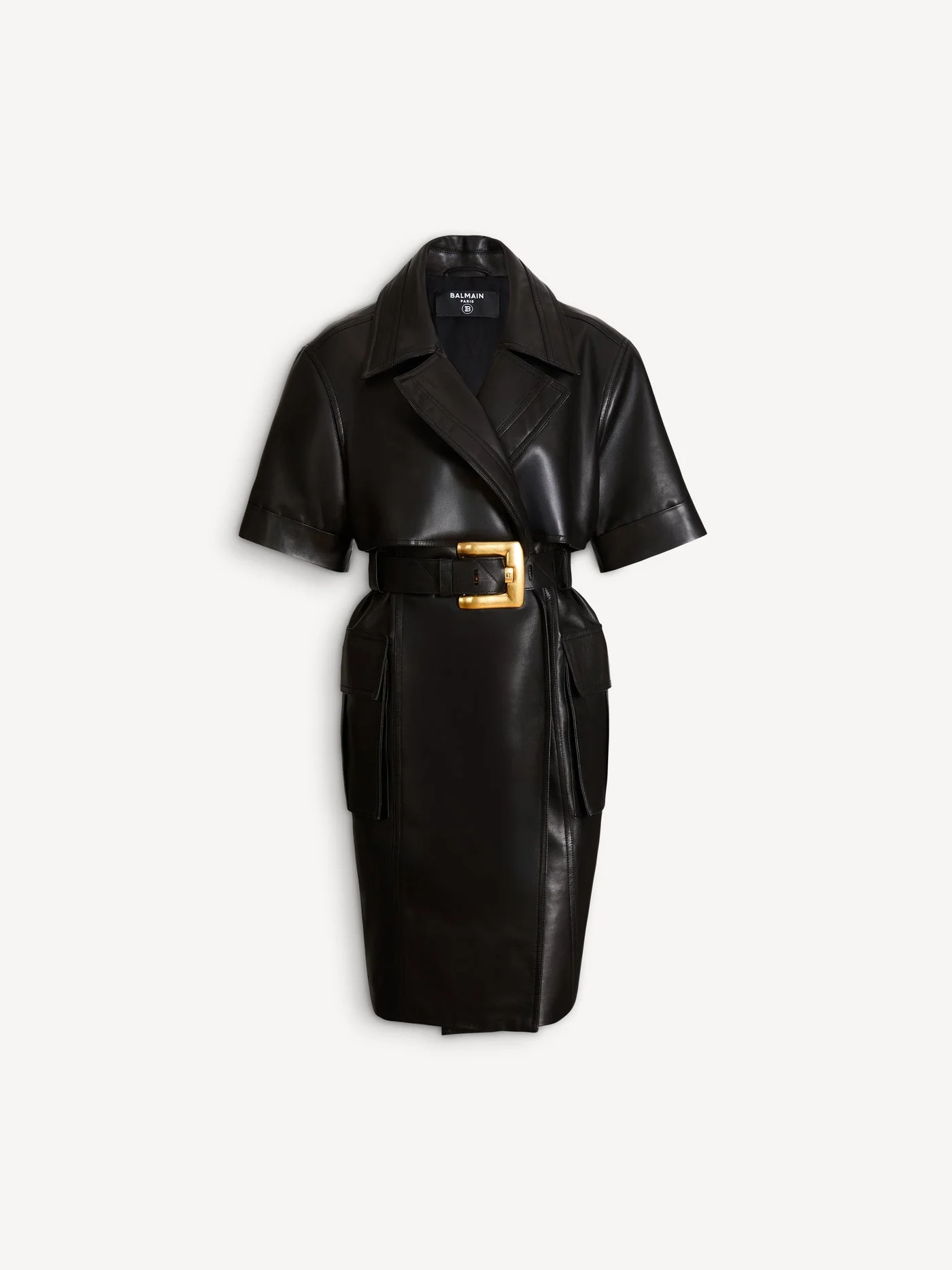 Belted lambskin leather dress - 1