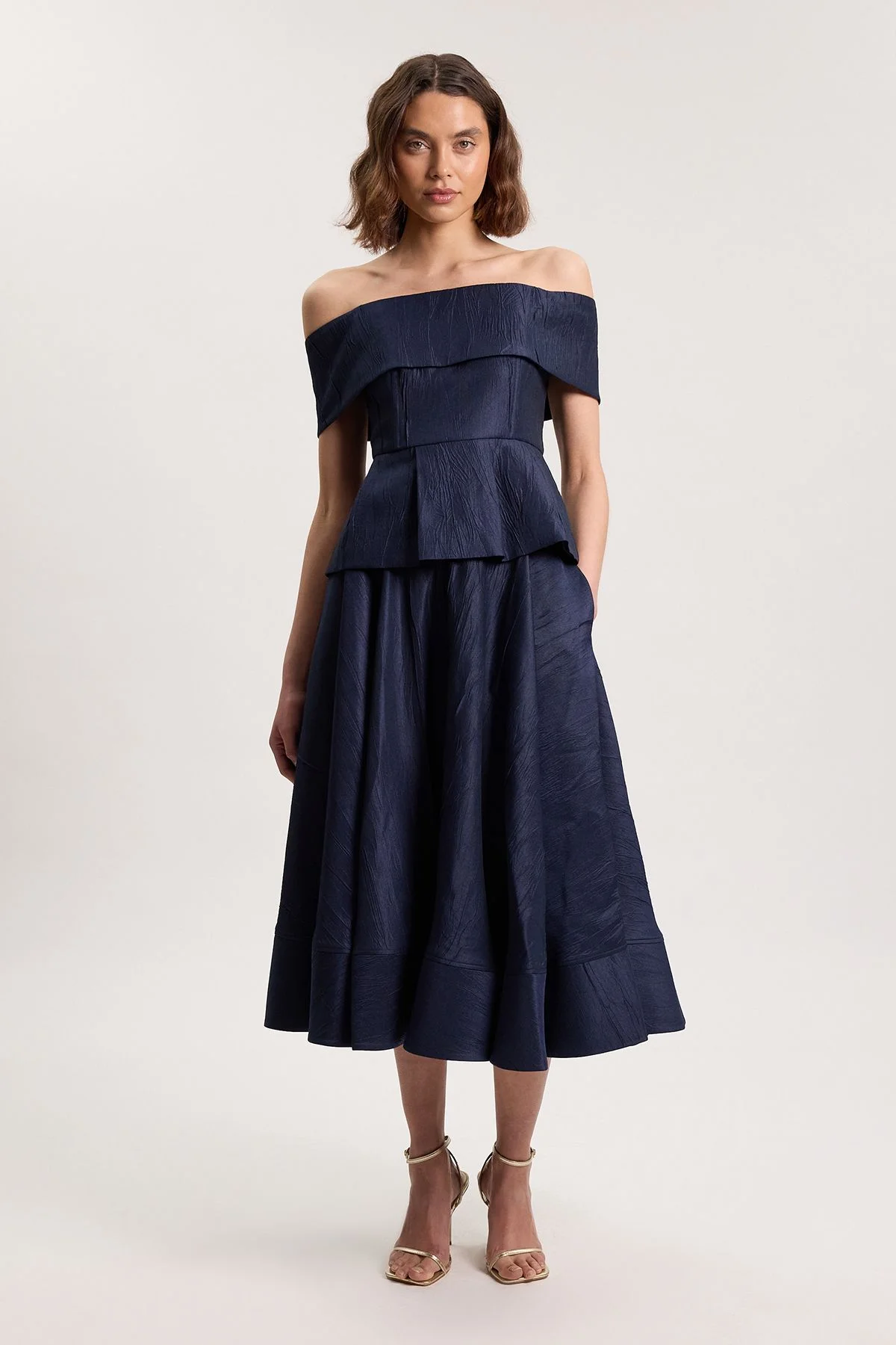 Textured Tailored Twill Full Skirt - 1