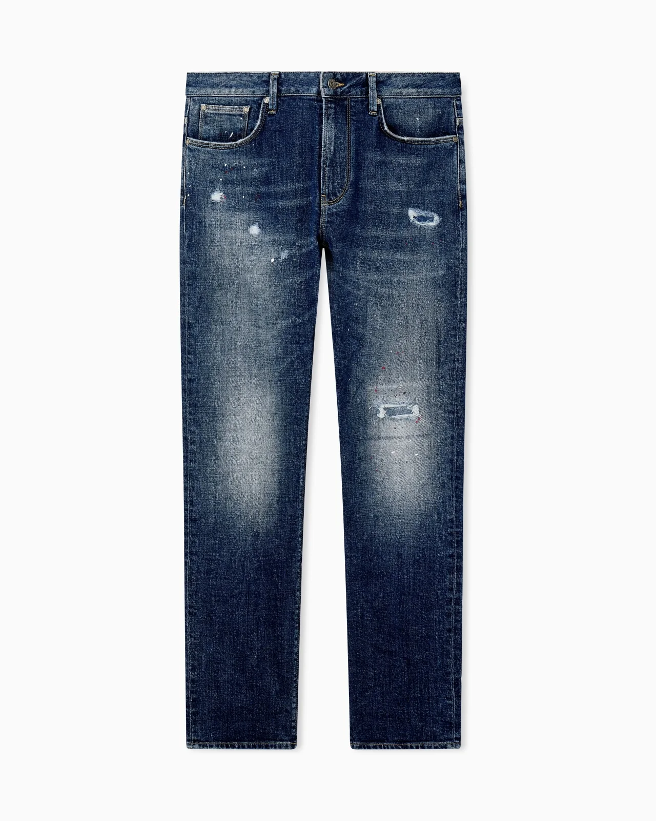SLIM-FIT FIVE-POCKET JEANS IN DISTRESSED STRETCH DENIM - 1
