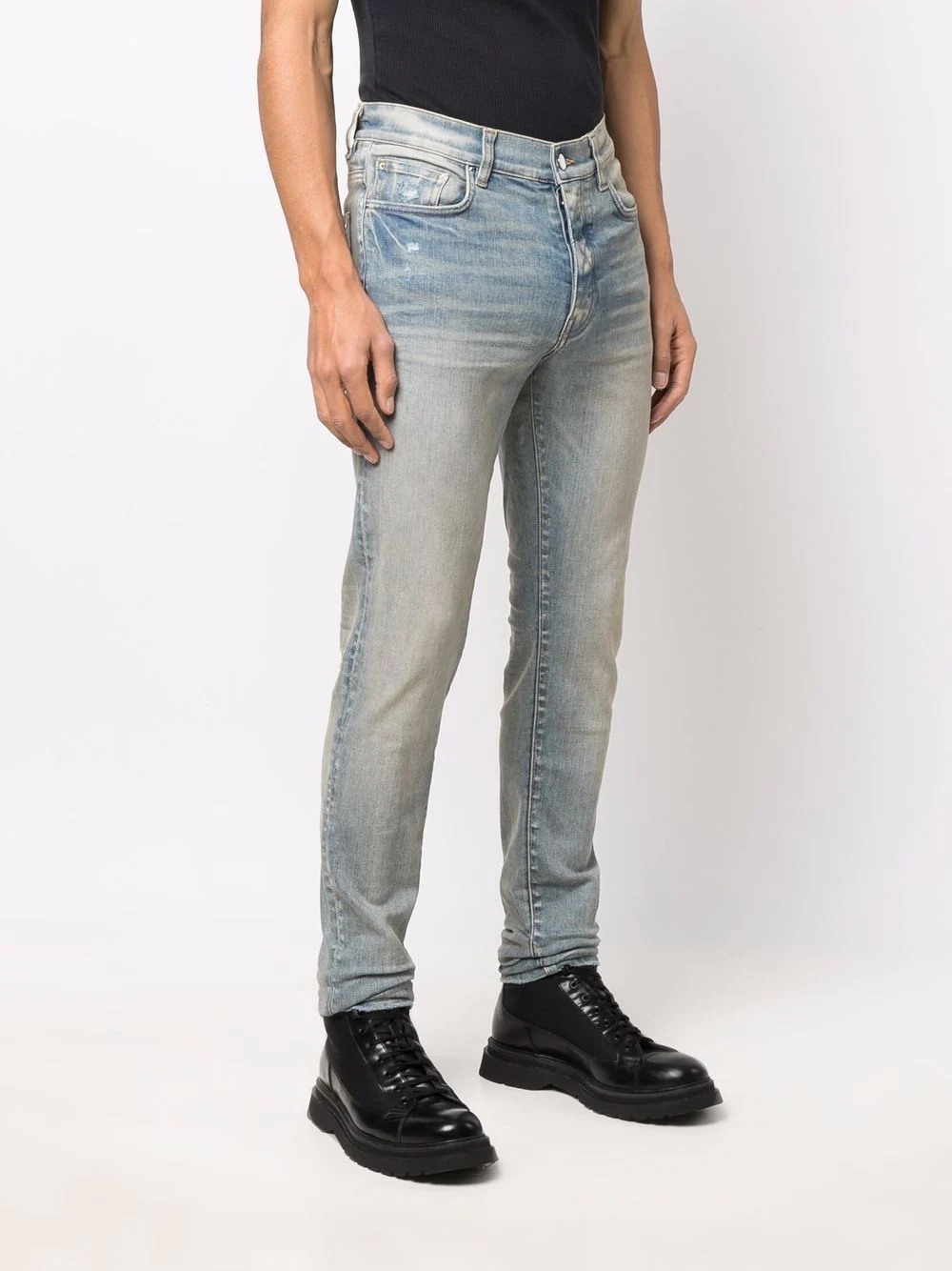 logo-patch stonewashed skinny jeans - 3