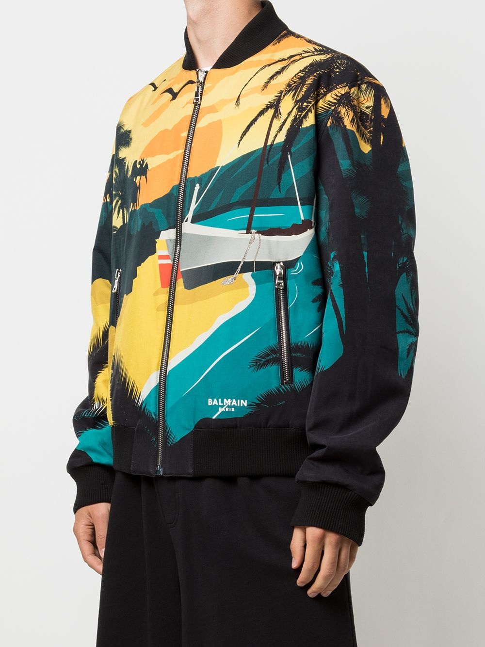 reversible tropical print bomber jacket - 3