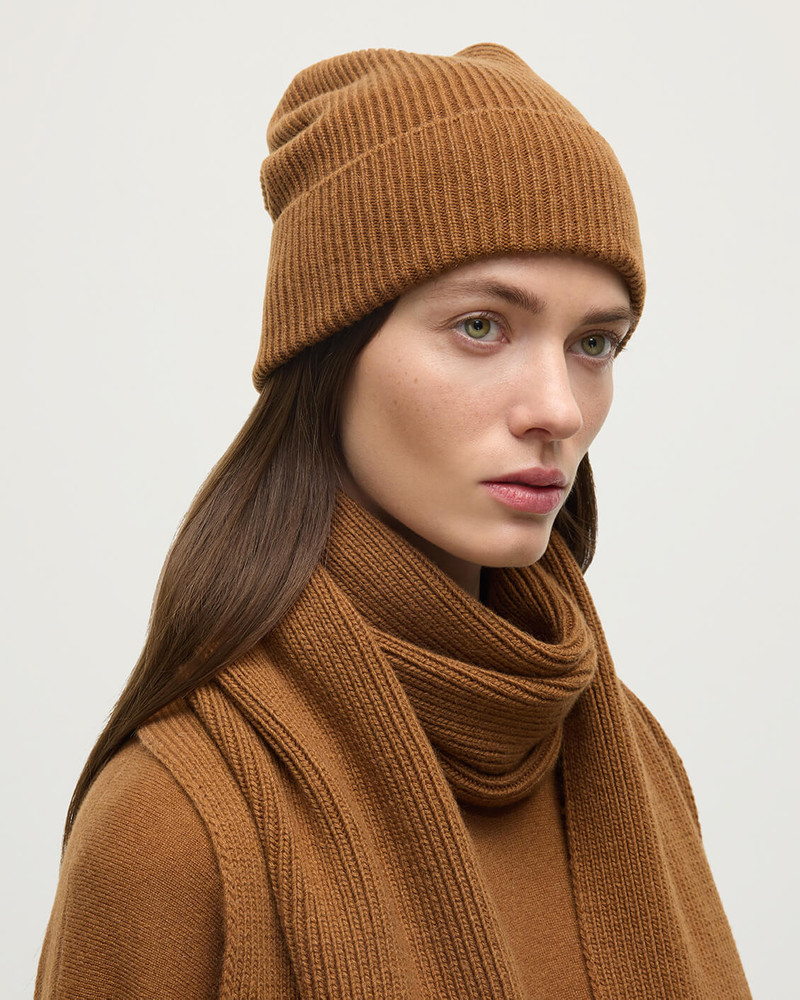 Slouchy Camel Cashmere Beanie 3