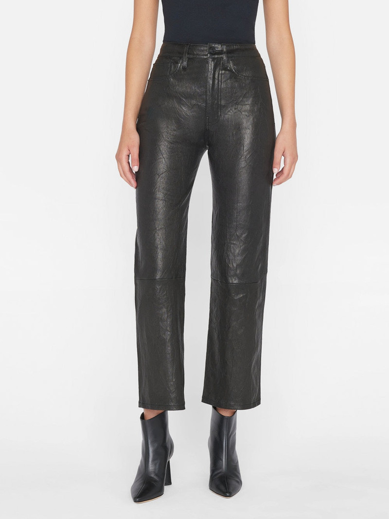 FRAME Le Jane Crop Leather in Noir outlook
