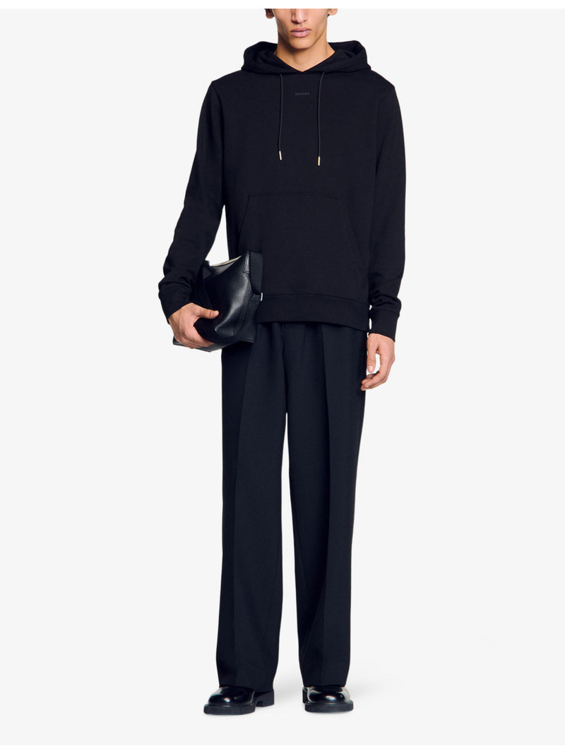 Sandro Tonal-logo regular-fit cotton-jersey hoody outlook