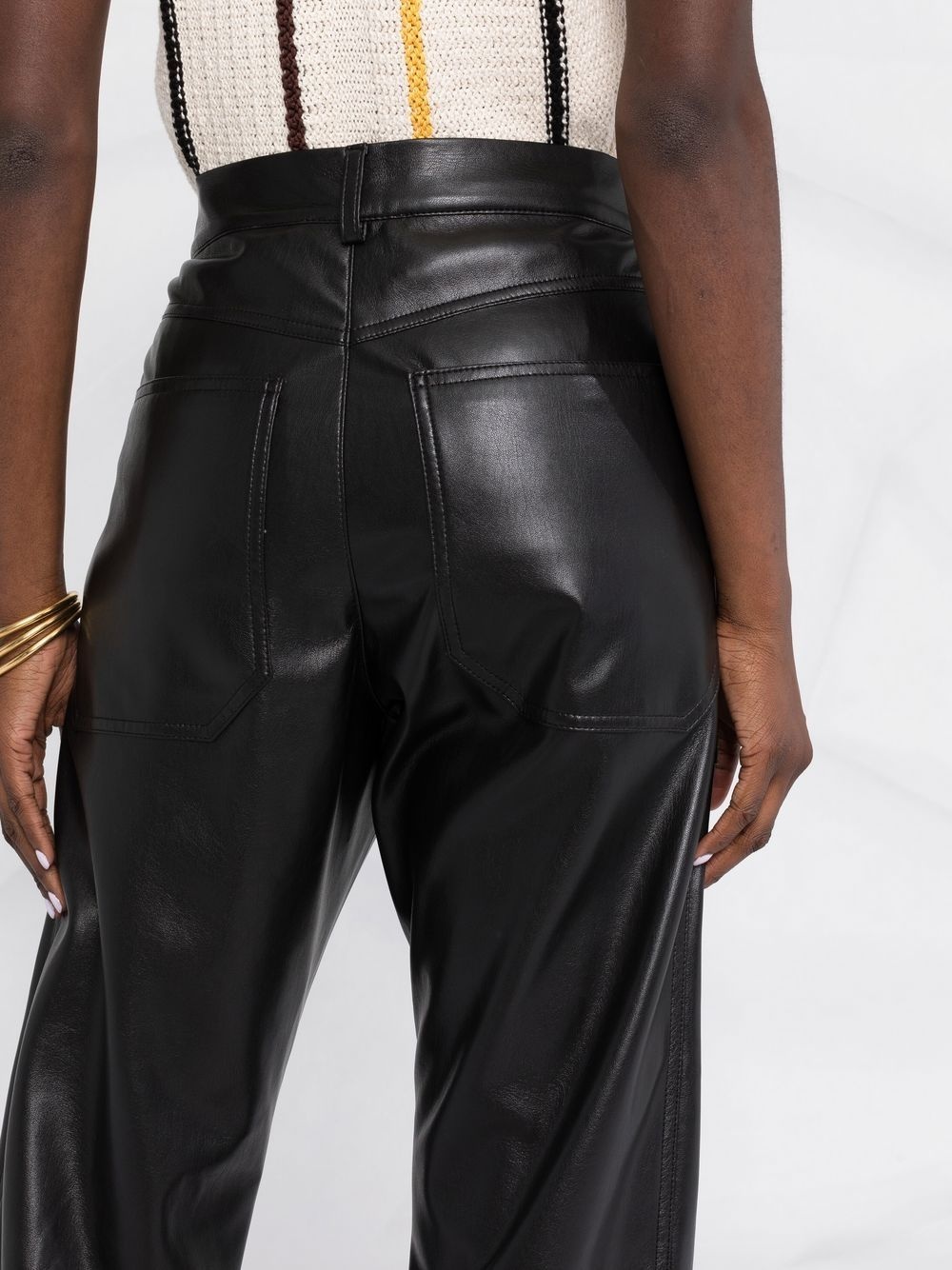 faux-leather straight-leg trousers - 3