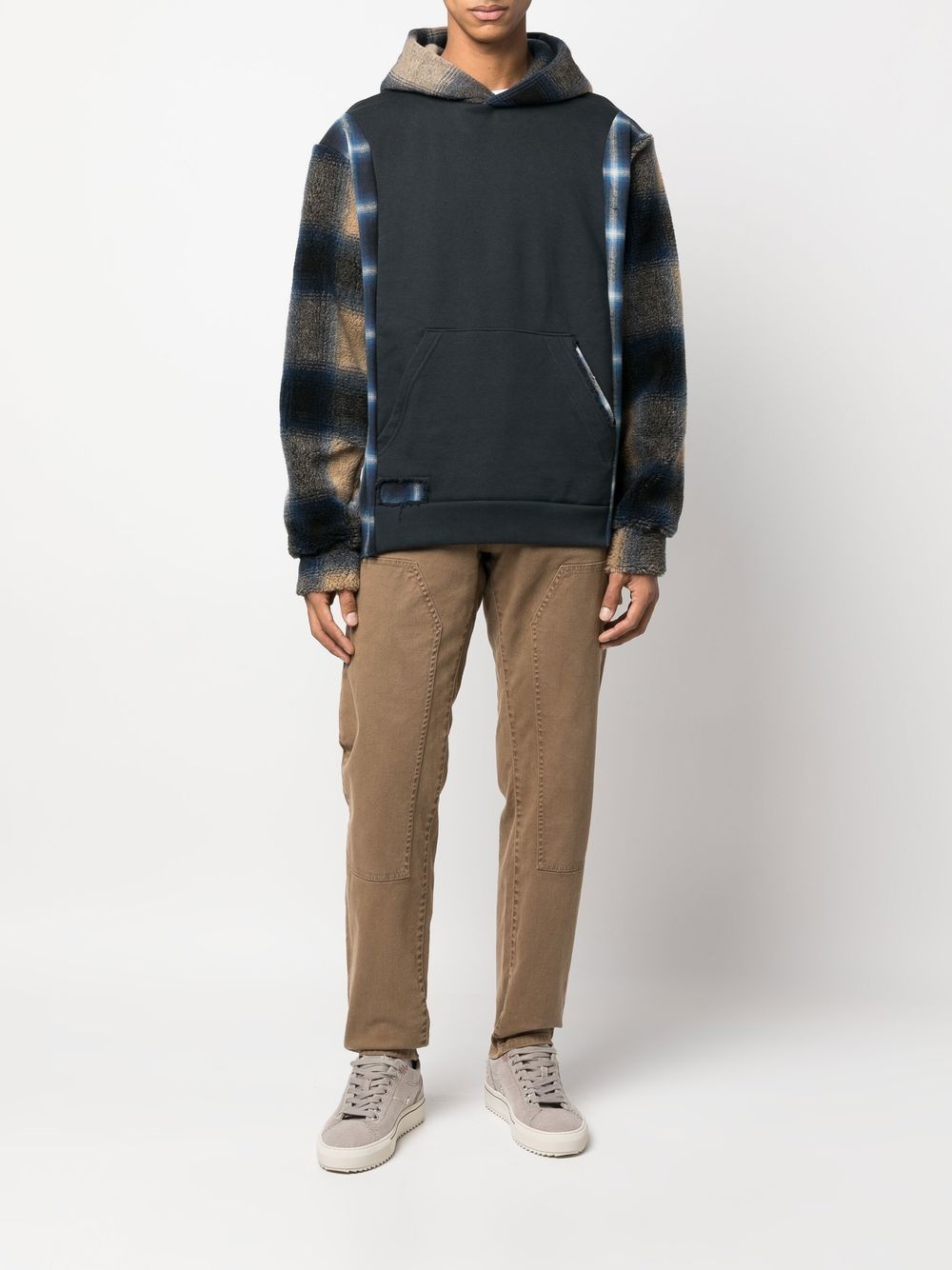 panelled pullover hoodie - 2
