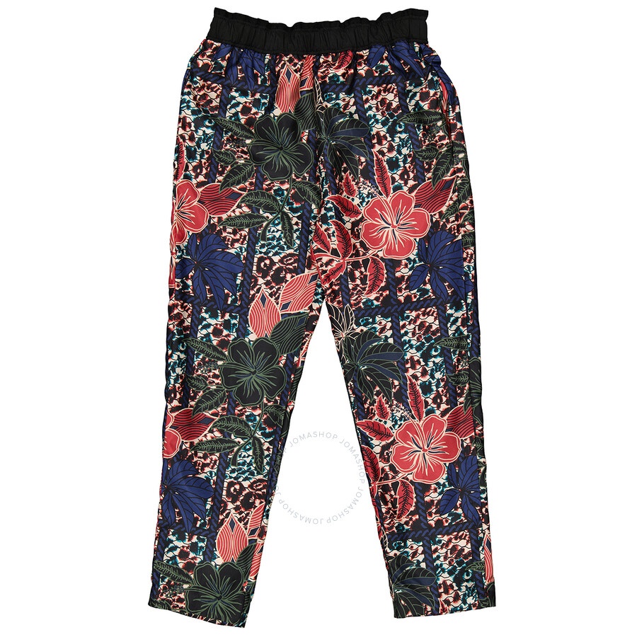 Moncler Ladies Floral Print Cropped Silk Trousers - 12