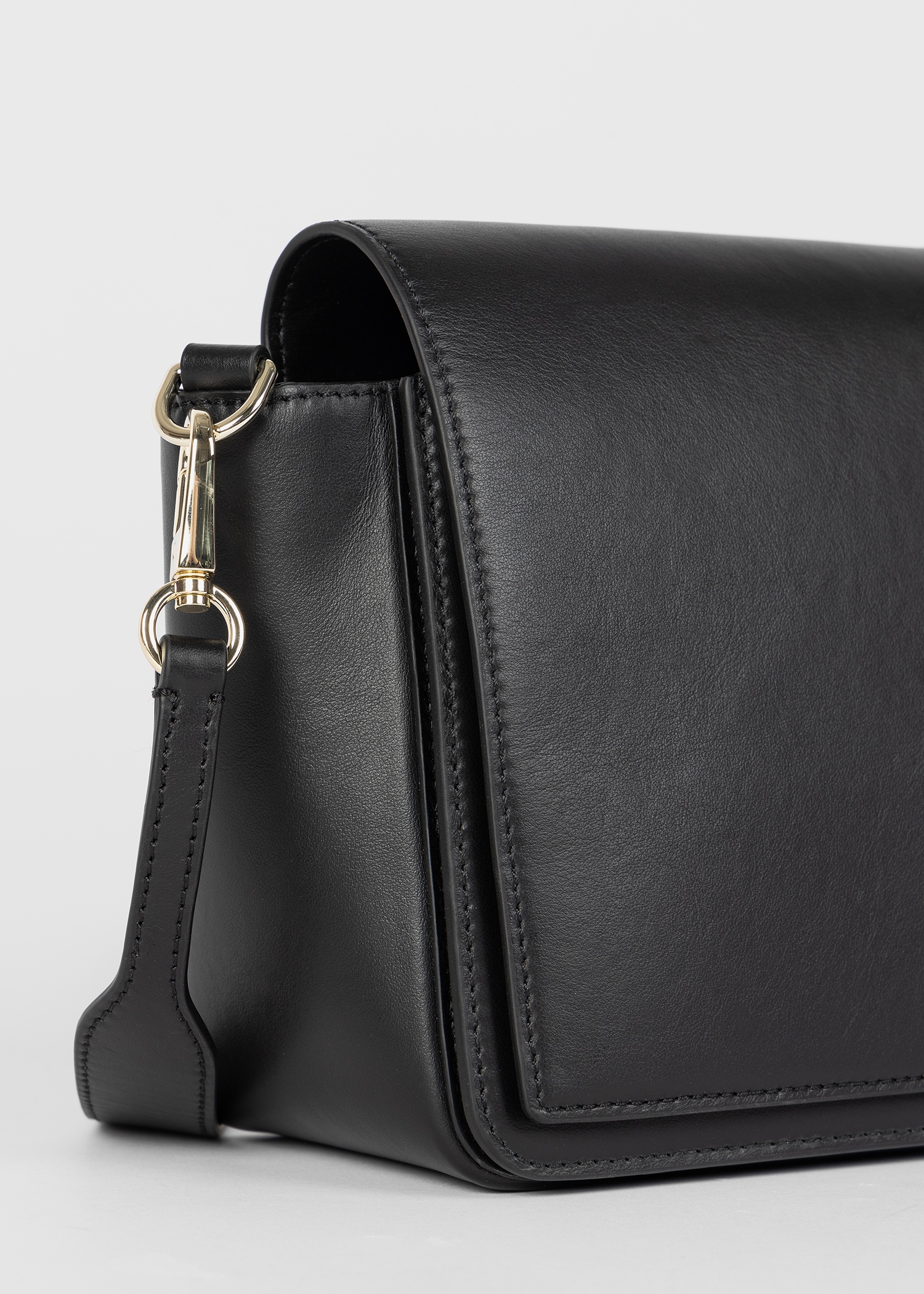 Women's Black Leather 'Signature Stripe' Crossbody Bag - 3